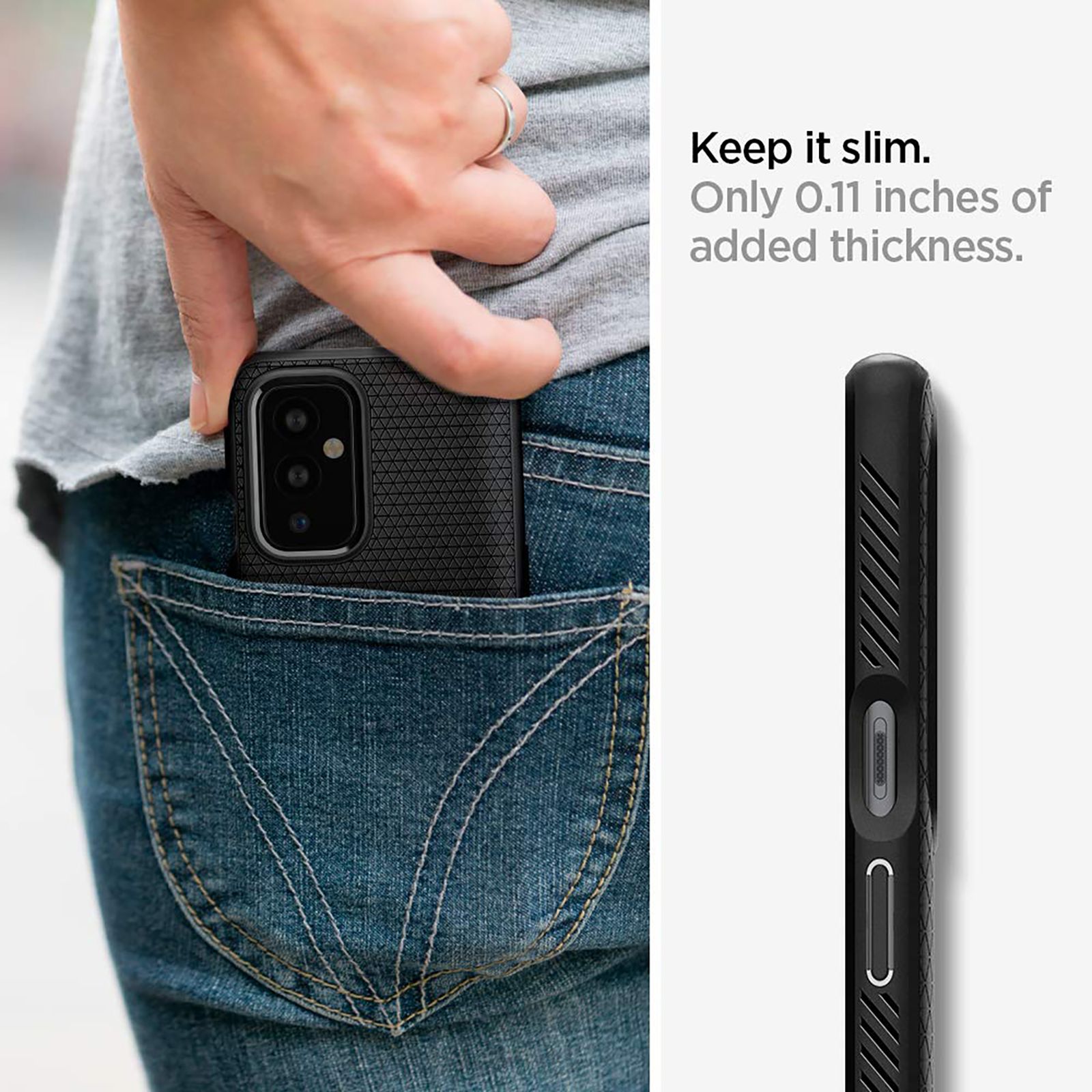 spigen Liquid Air TPU Back Cover for OnePlus 9 (Air Cushion Technology, Matte Black)_6