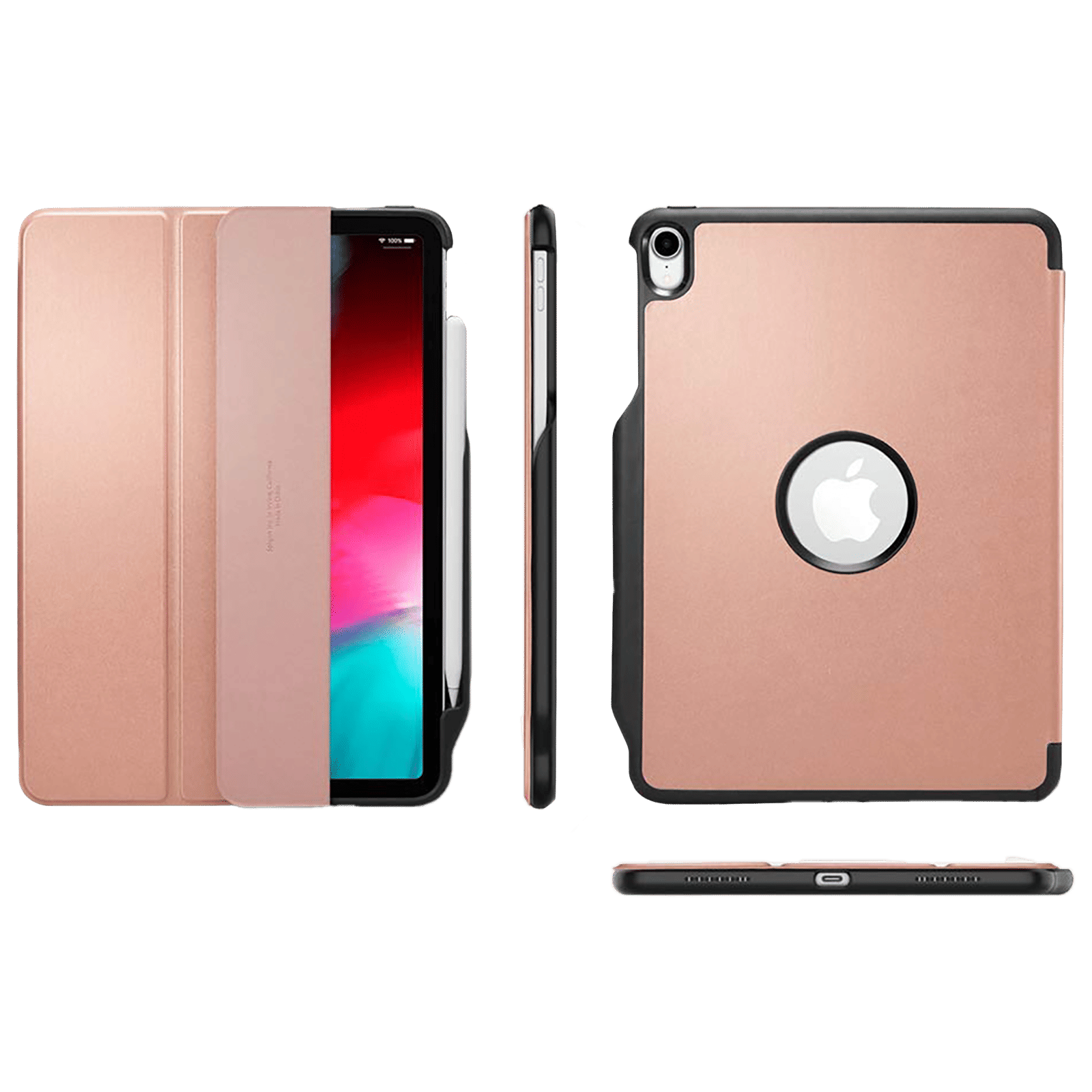 spigen Smart Fold 2 Polycarbonate TPU Flip Cover for Apple iPad Pro (Built-in Pen Slot, Rose Gold)_9
