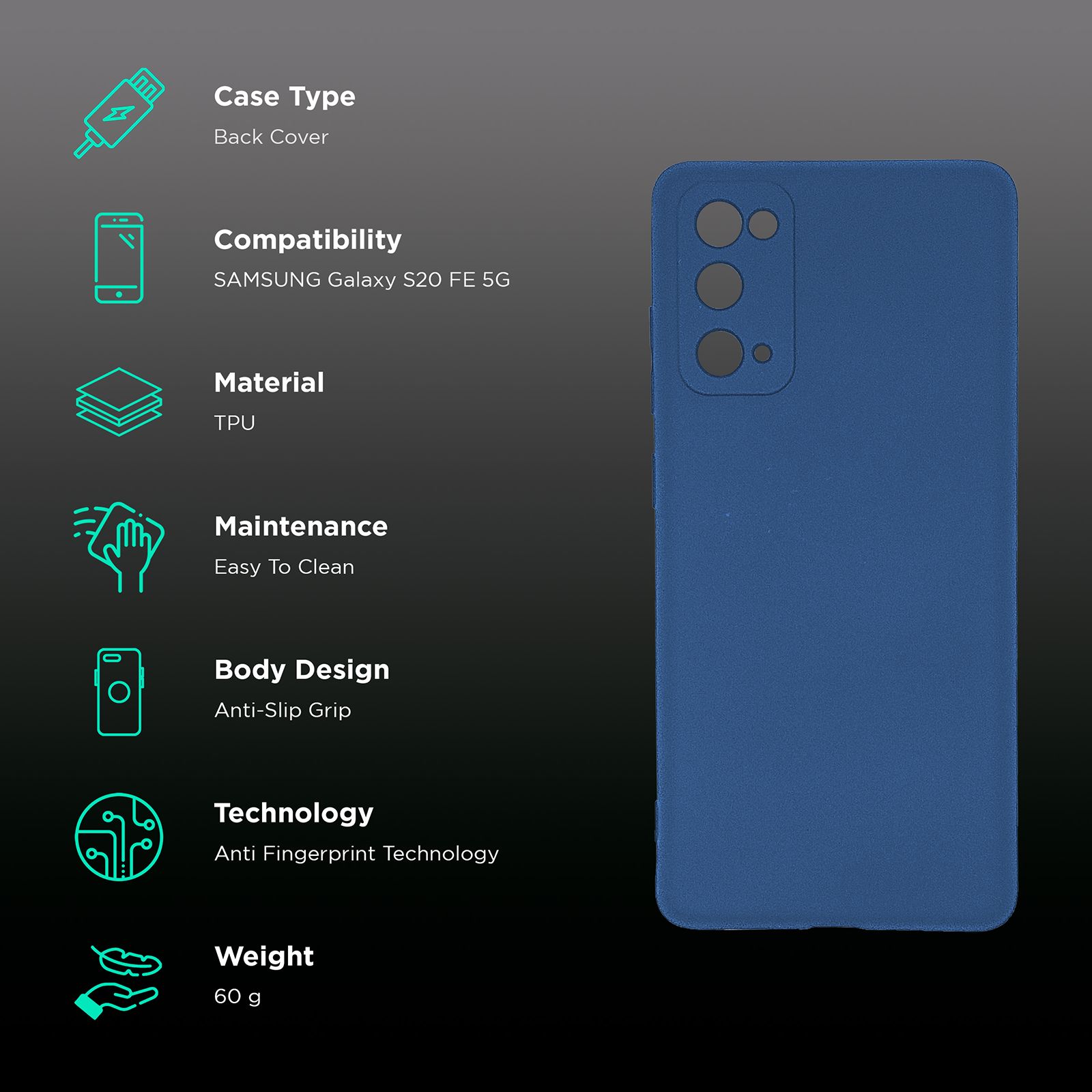 soundREVO C020FE TPU Back Cover for Samsung Galaxy S20 FE 5G (Camera Protection,, Blue)_2
