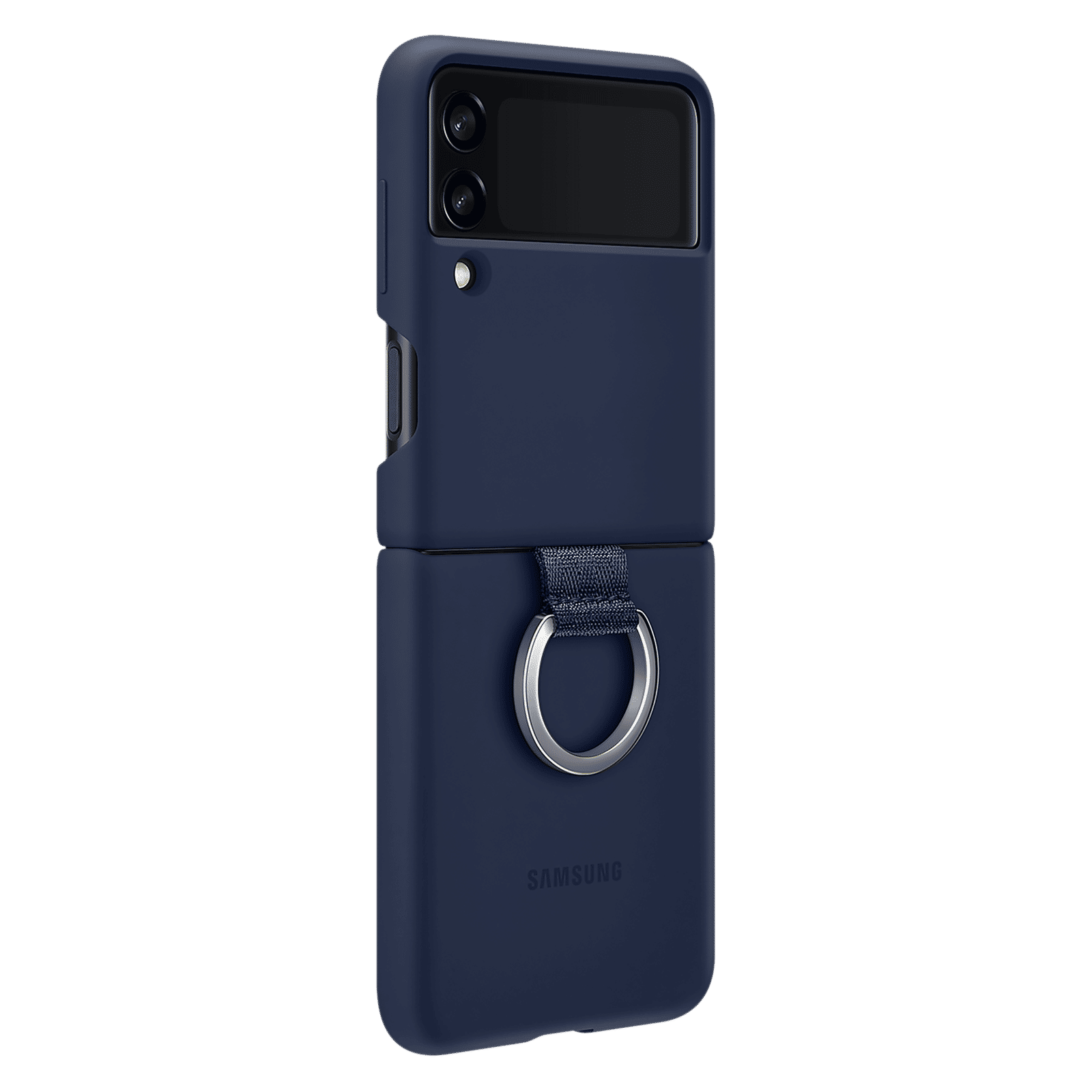 SAMSUNG Soft Silicone Back Cover for SAMSUNG Galaxy Z Flip3 5G (Slip-On Ring, Navy)_1