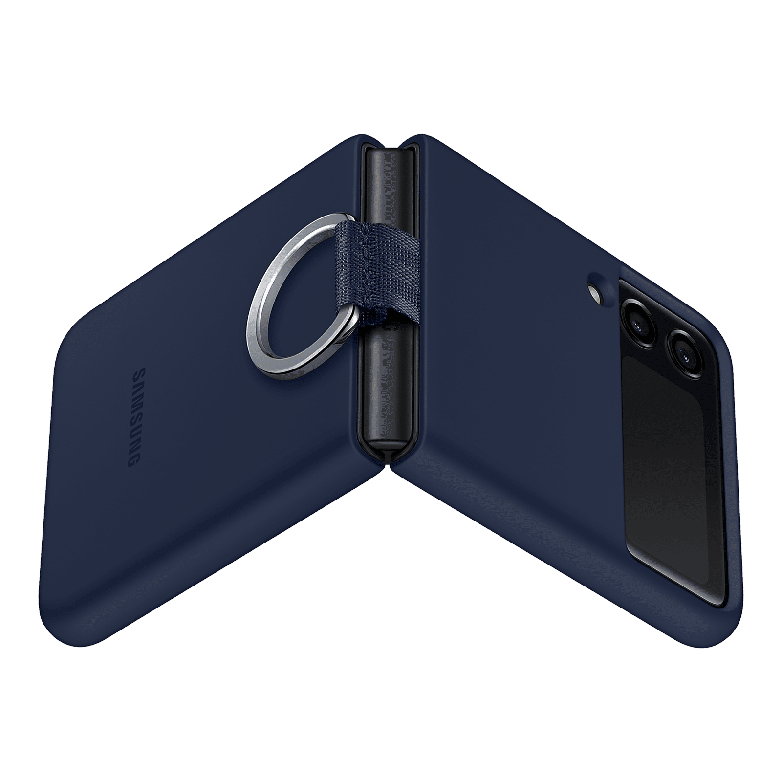SAMSUNG Soft Silicone Back Cover for SAMSUNG Galaxy Z Flip3 5G (Slip-On Ring, Navy)_7
