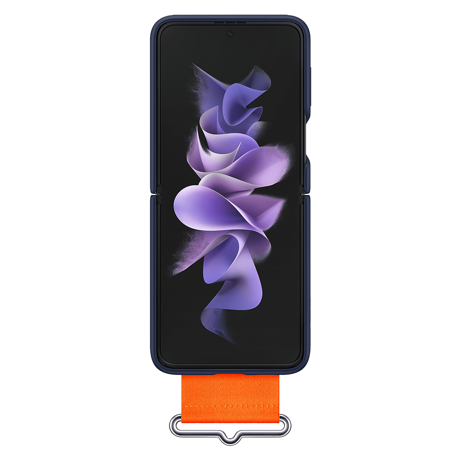 SAMSUNG Soft Silicone Back Cover for SAMSUNG Galaxy Z Flip3 5G (Built-in Hand Strap, Navy) SAMSUNG Soft Silicone Back Cover for SAMSUNG Galaxy Z Flip3 5G (Built-in Hand Strap, Navy)_4