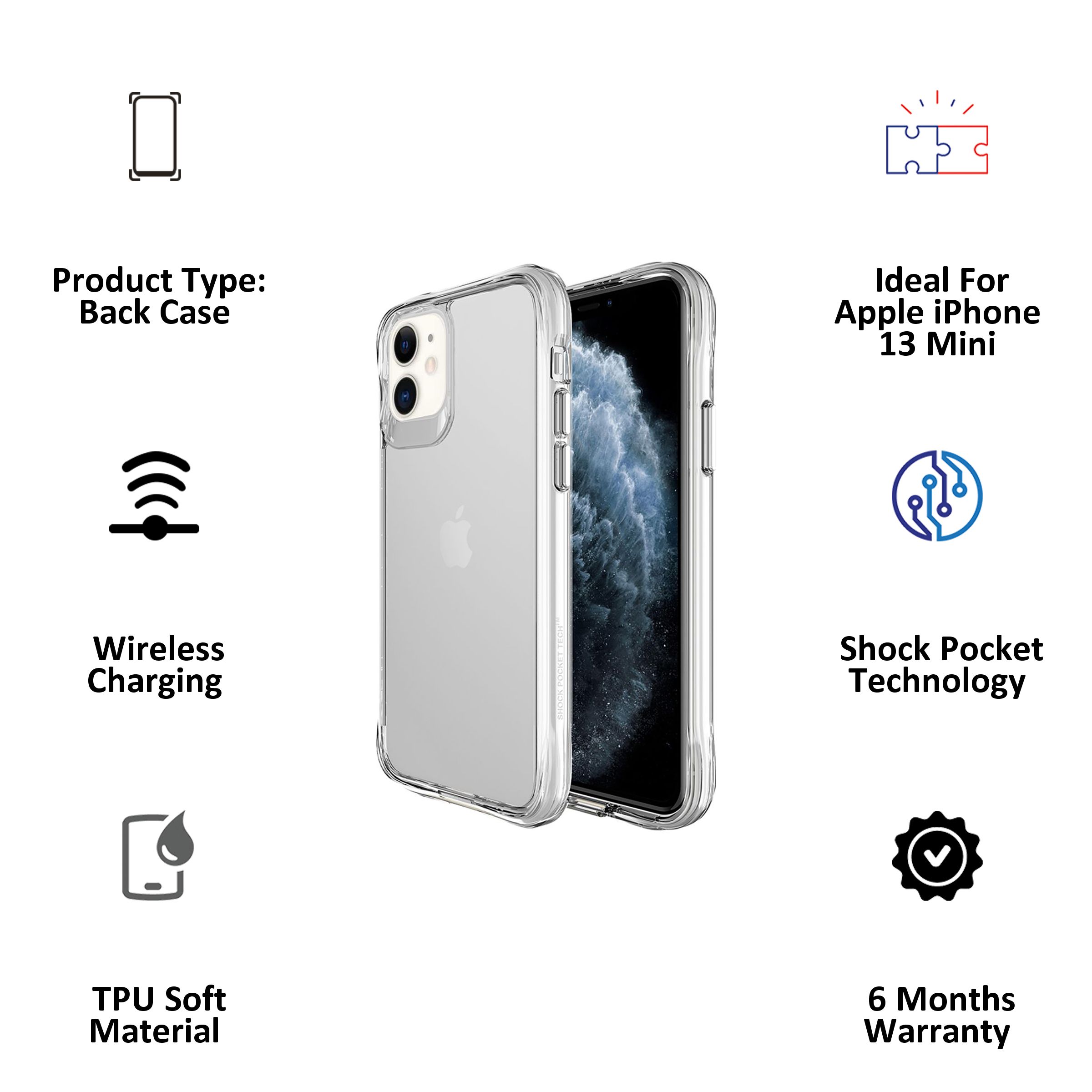 stuffcool Aktion Hard/Soft TPU Back Case for Apple iPhone 13 Mini (Wireless Charging Support, Clear) stuffcool Aktion Hard/Soft TPU Back Case for Apple iPhone 13 Mini (Wireless Charging Support, Clear)_3