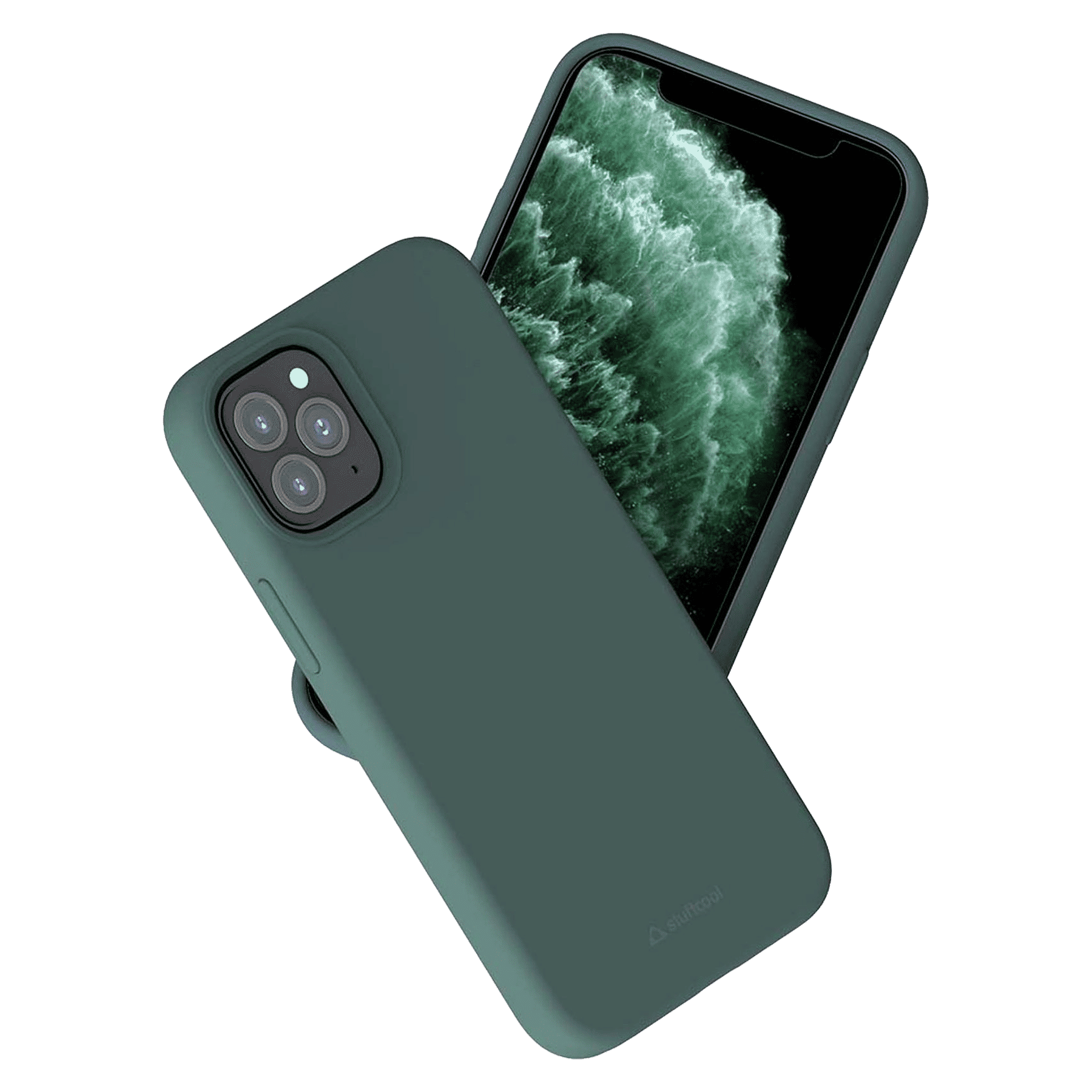 stuffcool Silo Soft and Smooth Rubber Back Cover for Apple iPhone 13 Pro (Camera Protection, Green)_1