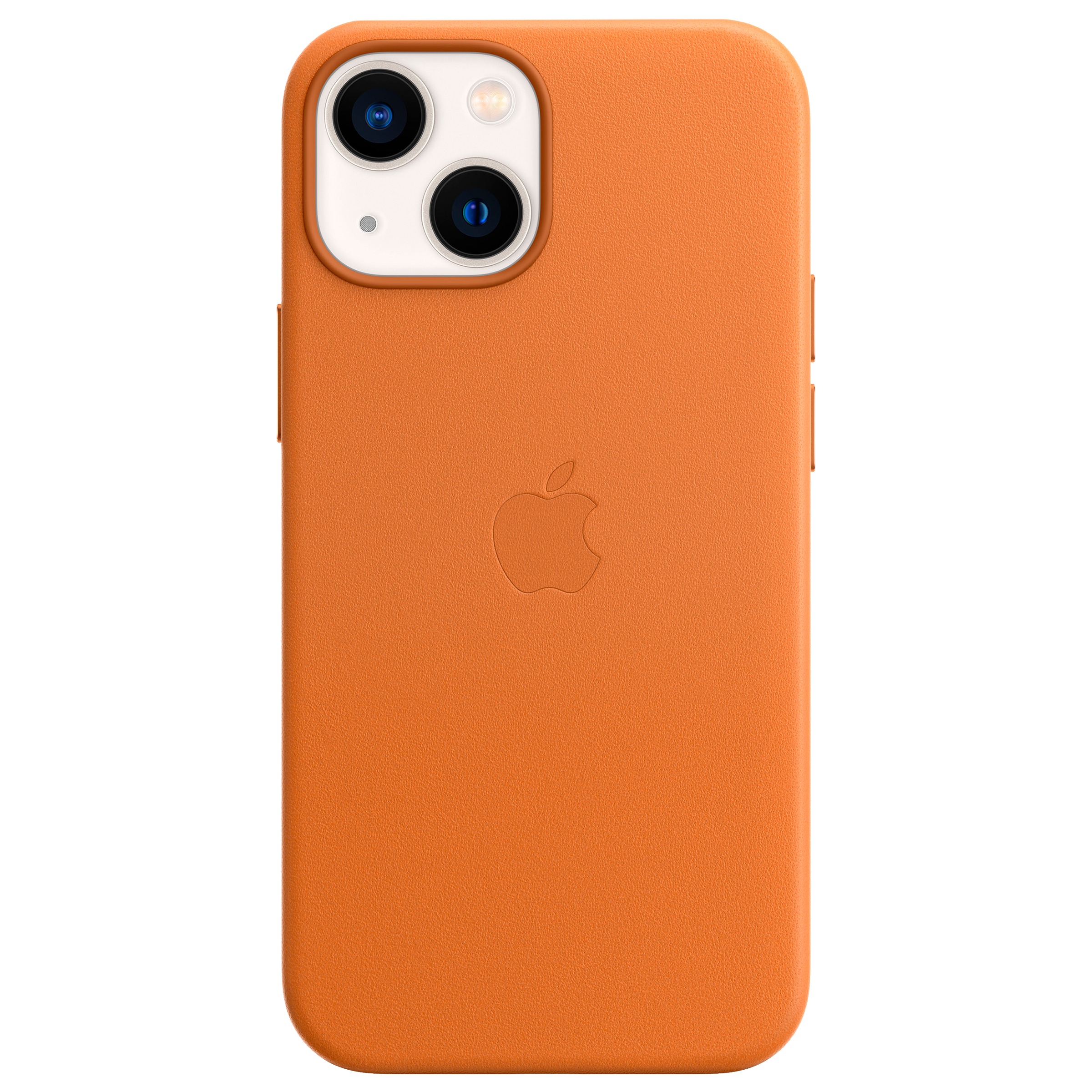Apple Soft Leather Back Cover for Apple iPhone 13 Mini (Supports Wireless Charging, Golden Brown)_1