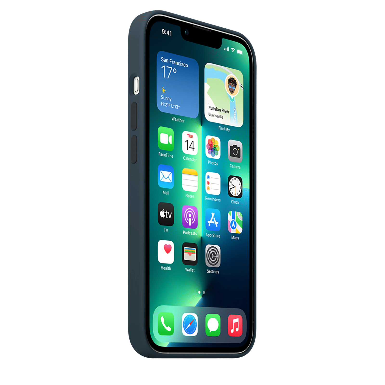 Apple Soft Silicone Back Cover for Apple iPhone 13 Pro (Supports Wireless Charging, Abyss Blue)_3