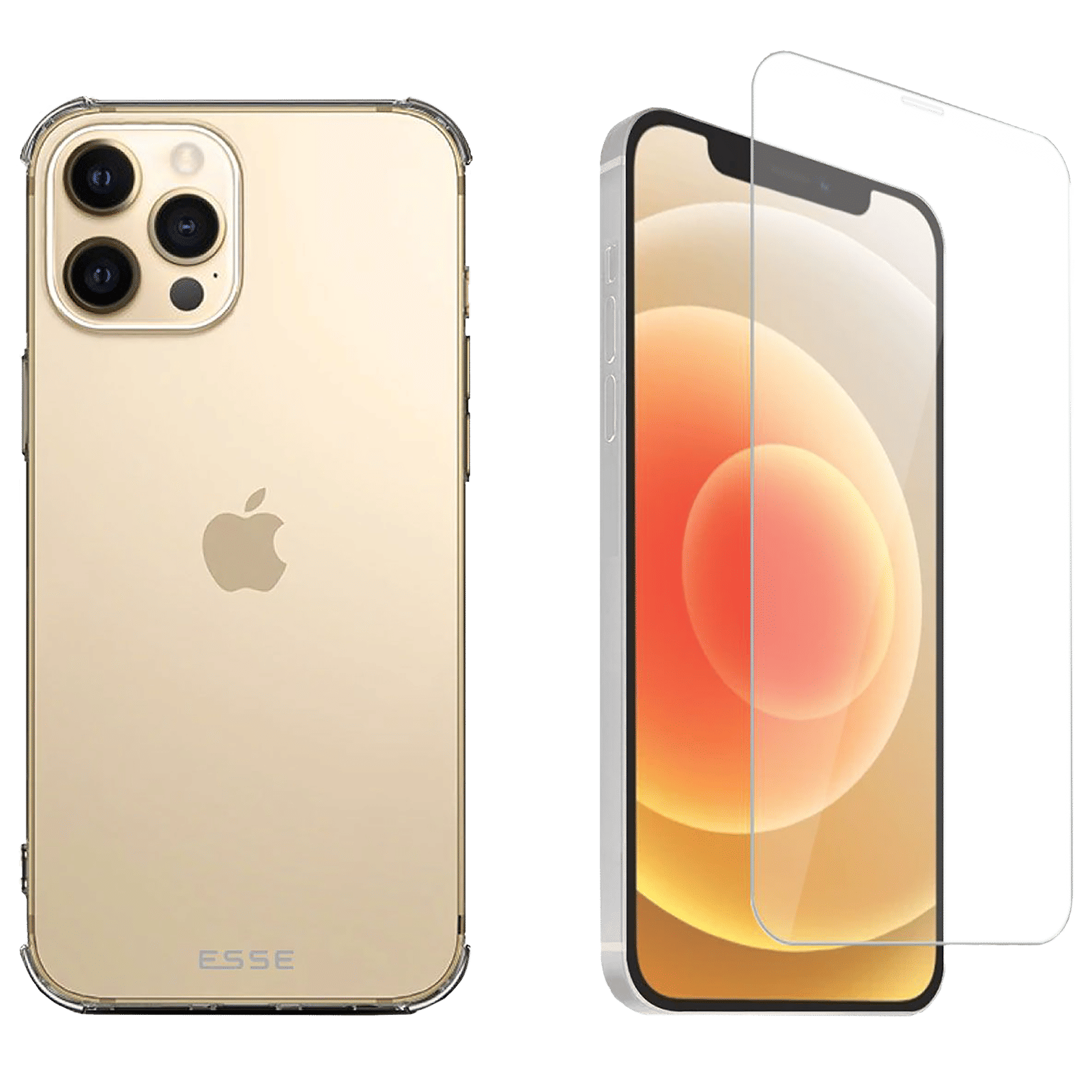 ESSE ECD-DTA121086IN Tempered Glass & Hard TPU Back Cover Combo for Apple iPhone 12, 12 Pro (Drop Protection, Clear)_4