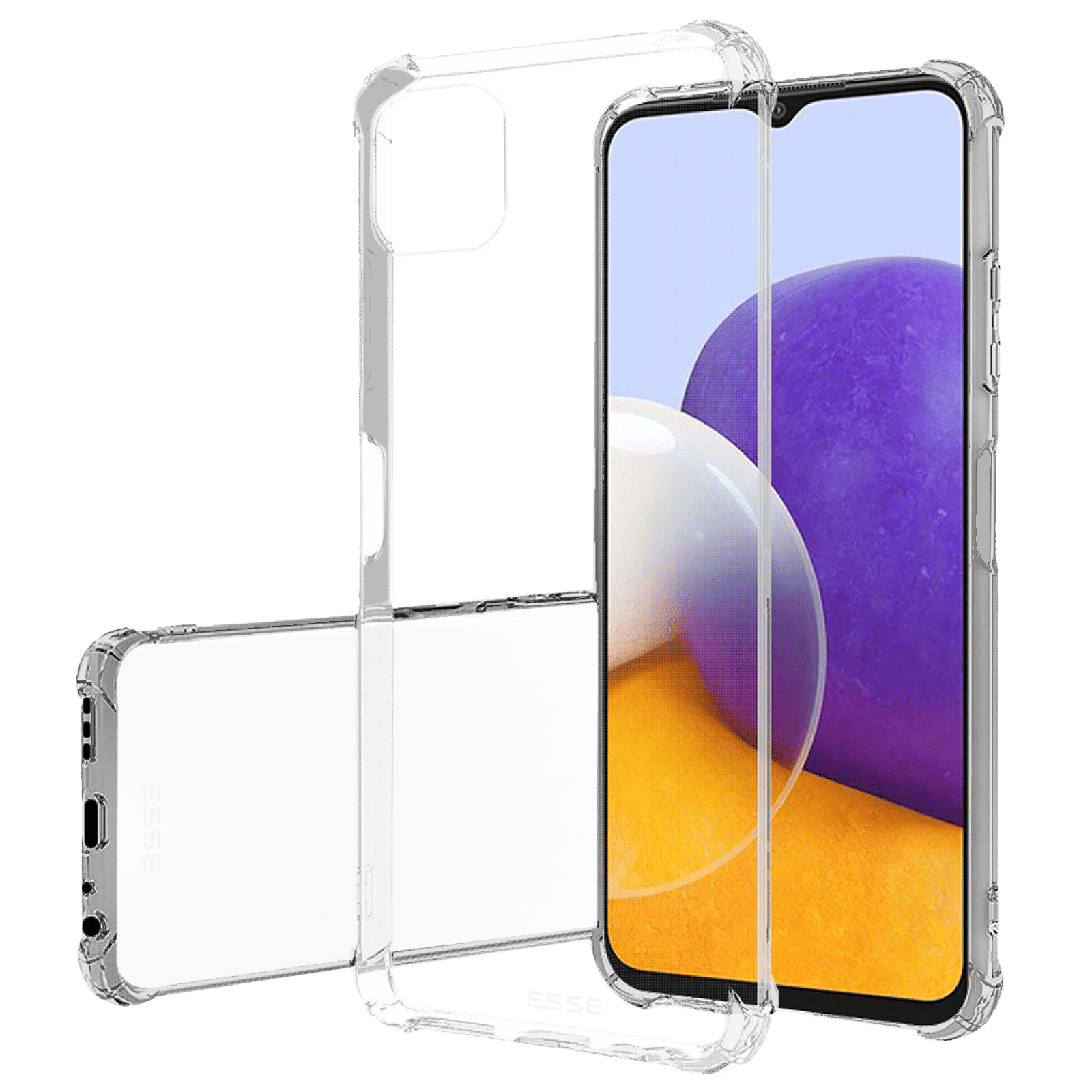 ESSE Screen Protector & TPU Back Cover Combo for SAMSUNG Galaxy A22 (Drop Protection, Clear)_2