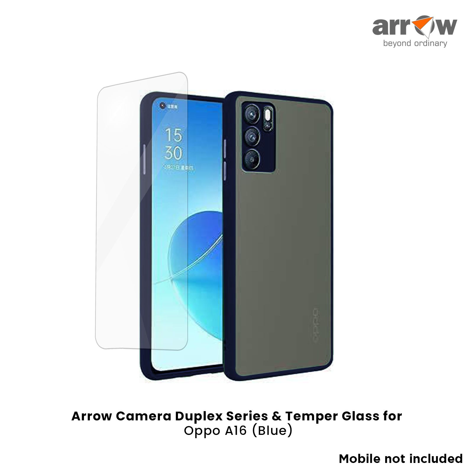 ARROW Duplex Series Polycarbonate Back Cover for Oppo A16 (Camera Protection, Blue) ARROW Duplex Series Polycarbonate Back Cover for Oppo A16 (Camera Protection, Blue)_3