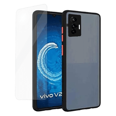 ARROW Duplex Series Tempered Glass & Polycarbonate Back Cover Combo for vivo X70 (Anti Scratch Design, Black)