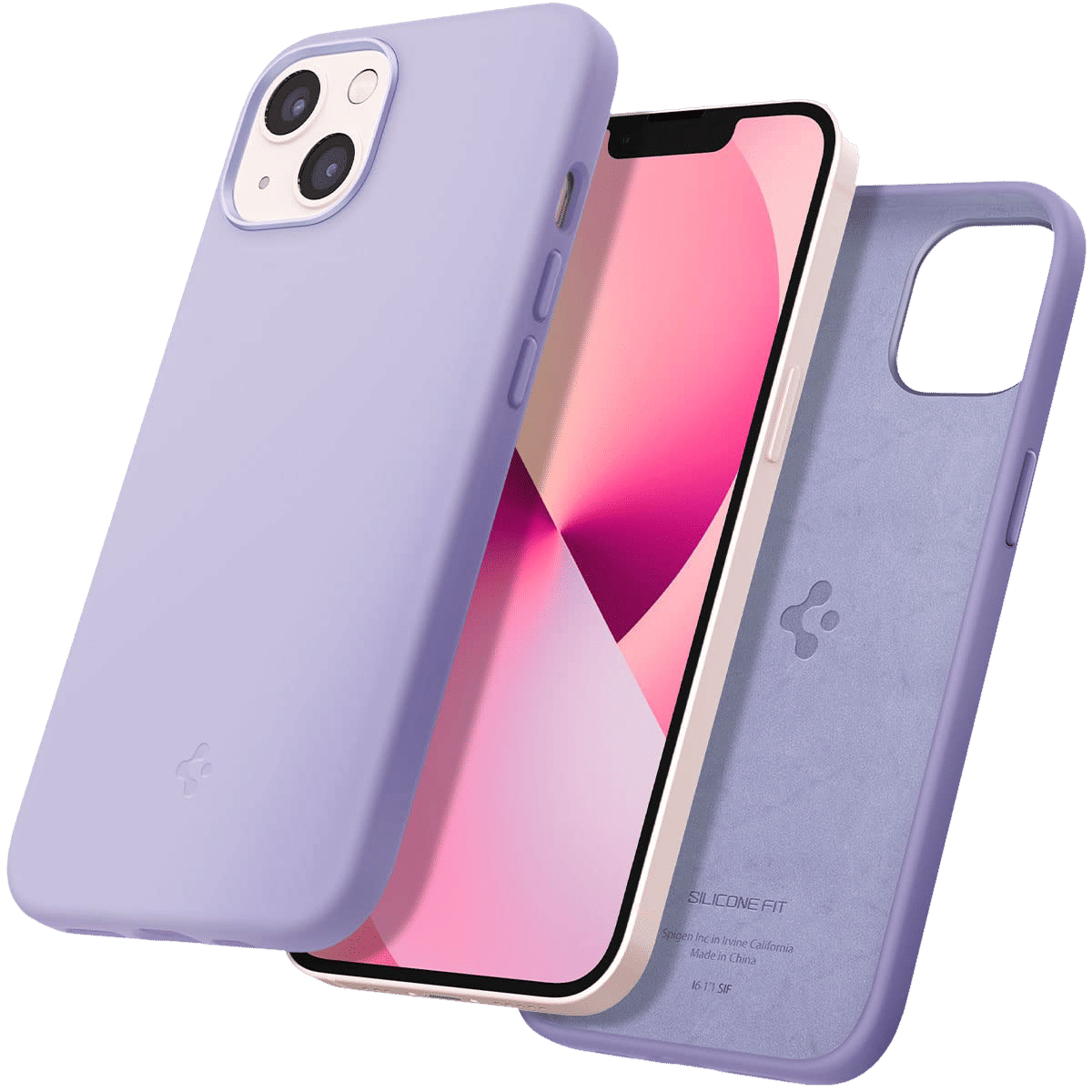 spigen Fit Silicone Back Cover for Apple iPhone 13 mini (Soft Microfiber Lining, Iris Purple)_10