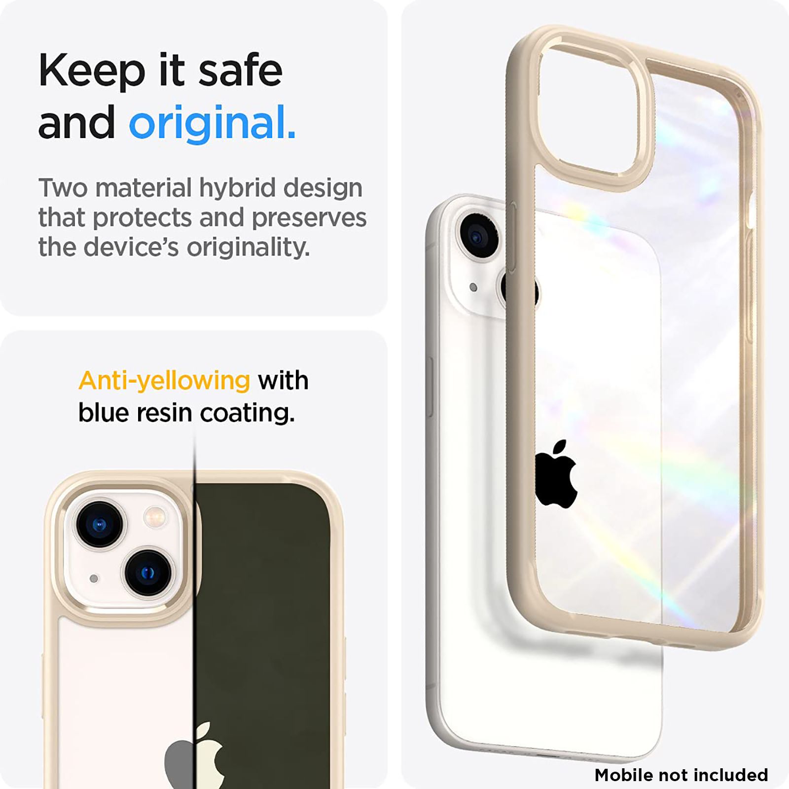 spigen Ultra Hybrid TPU and Polycarbonate Back Cover for Apple iPhone 13 Mini (Air Cushion Technology, Sand Beige)_4
