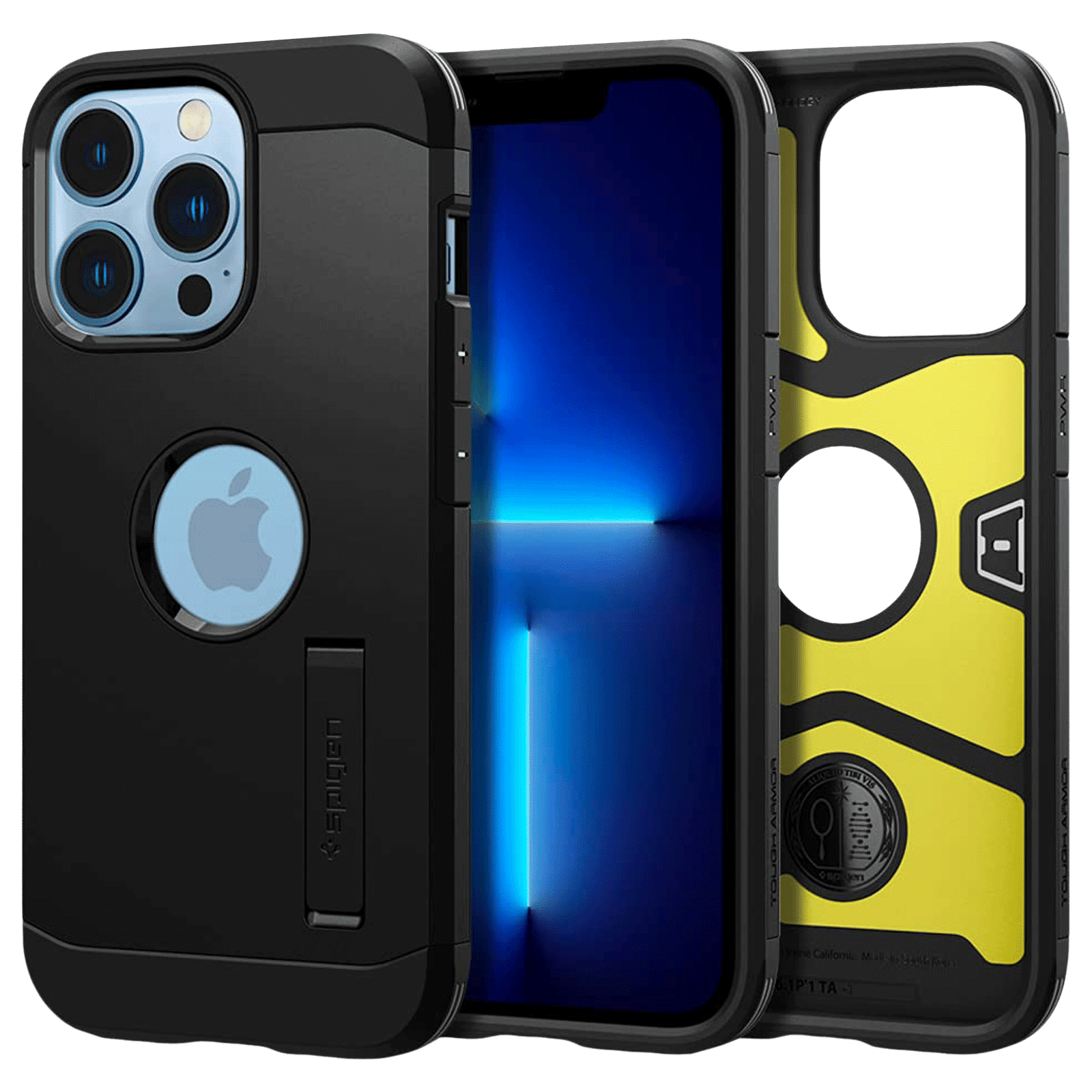 spigen Tough Armor TPU & Polycarbonate Back Case with Stand for Apple iPhone 13 Pro (Wireless Charging Compatible, Black)_1