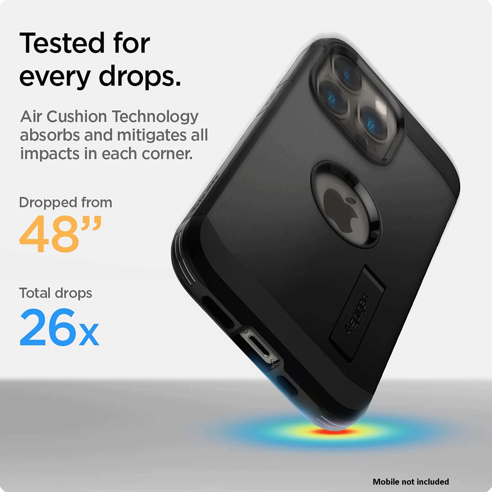 spigen Tough Armor TPU & Polycarbonate Back Case with Stand for Apple iPhone 13 Pro (Wireless Charging Compatible, Black)_8