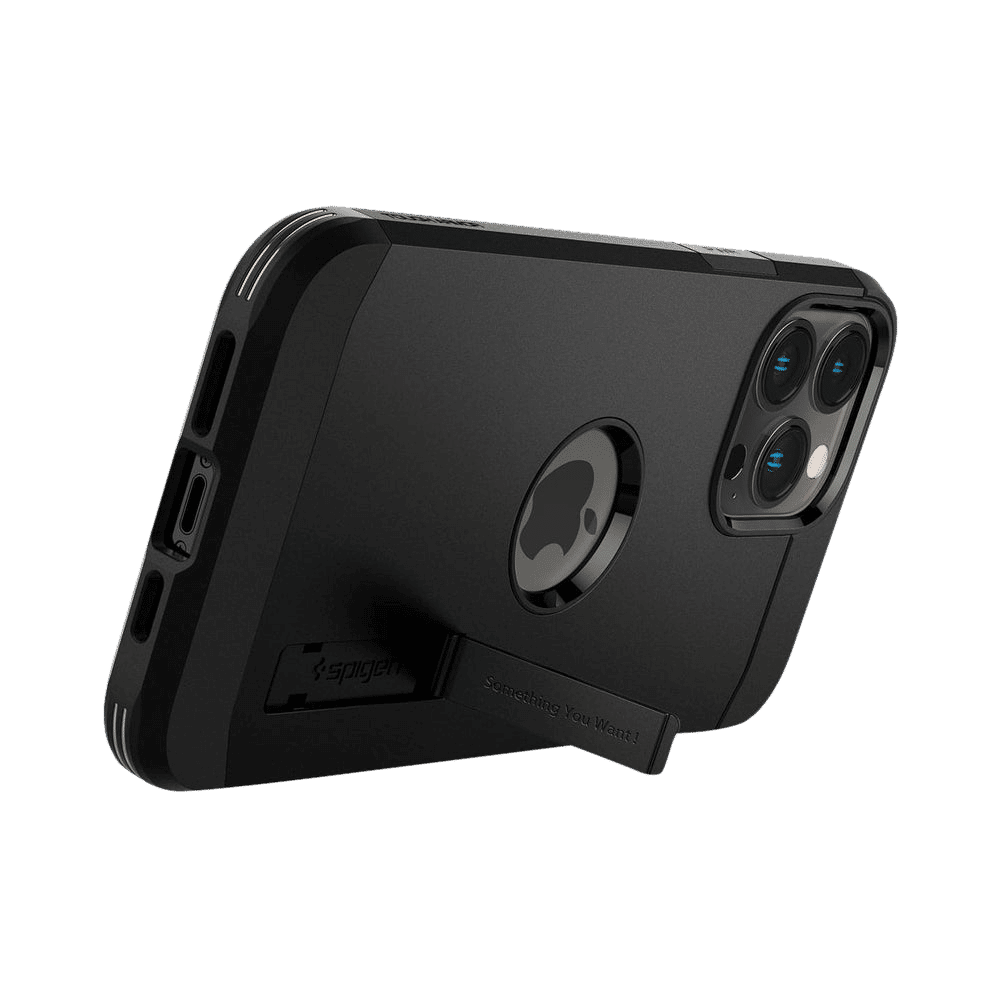 spigen Tough Armor TPU & Polycarbonate Back Case with Stand for Apple iPhone 13 Pro (Wireless Charging Compatible, Black)_9
