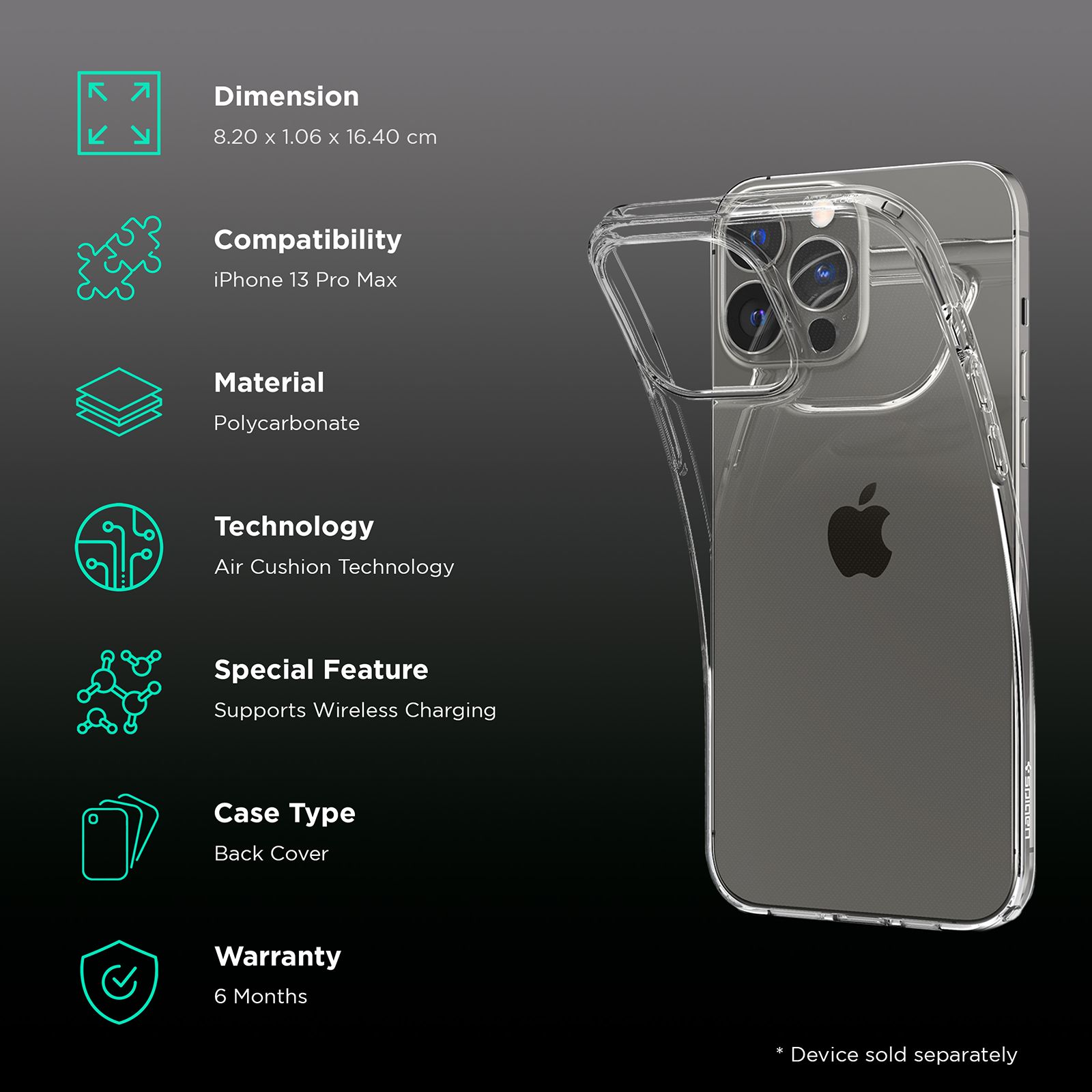 spigen Ultra Hybrid Back Case For iPhone 13 Pro Max (Air Cushion Technology, ACS03636, Crystal Clear) spigen Ultra Hybrid Back Case For iPhone 13 Pro Max (Air Cushion Technology, ACS03636, Crystal Clear)_2