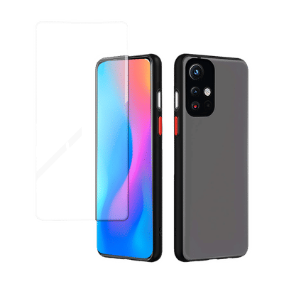 Arrow Duplex Tempered Glass & Polycarbonate Back Cover Combo for Redmi Note 11T 5G (Anti Scratch Design, Black)