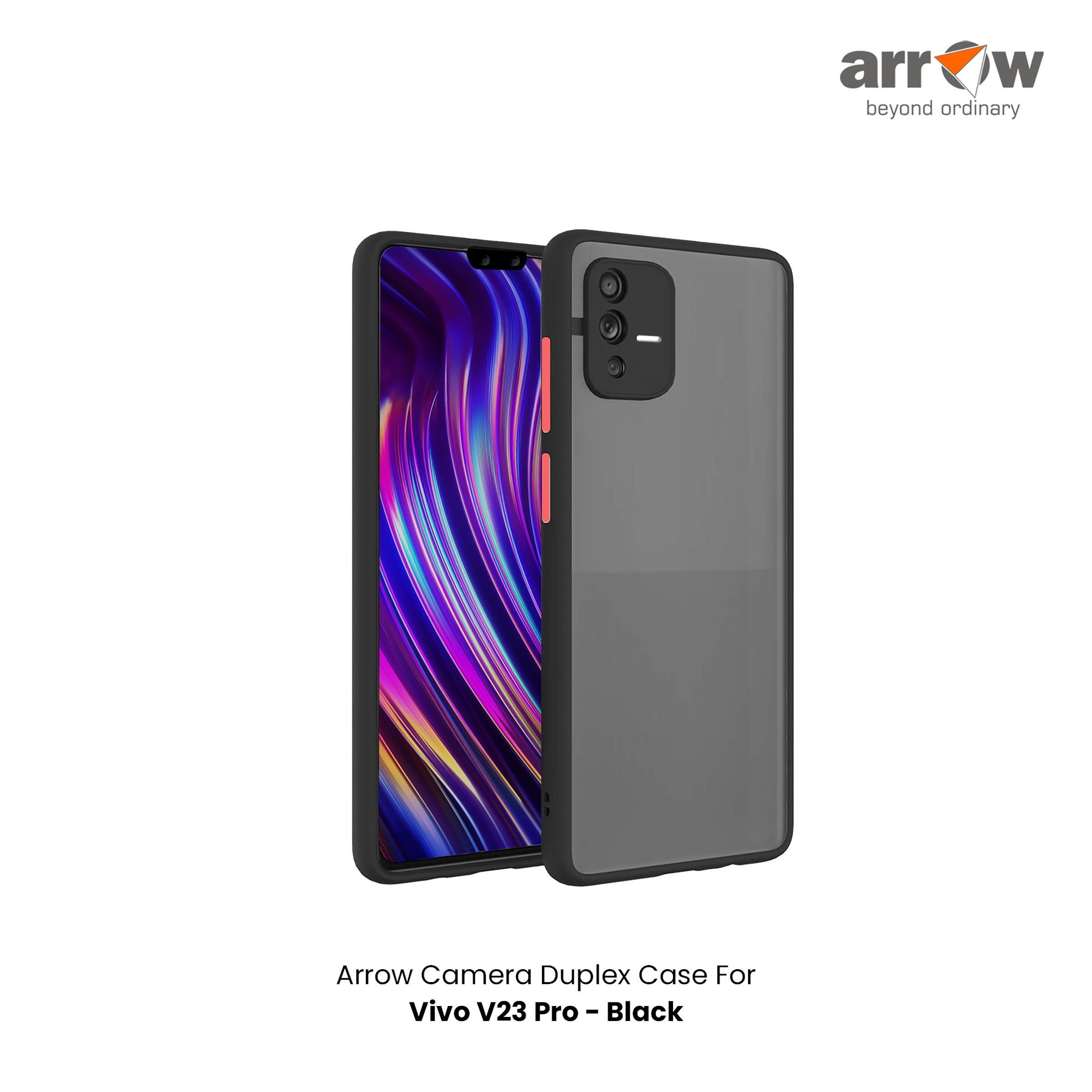 Arrow Duplex Back Cover for vivo V23 Pro (Anti Scratch Design, Black)_3