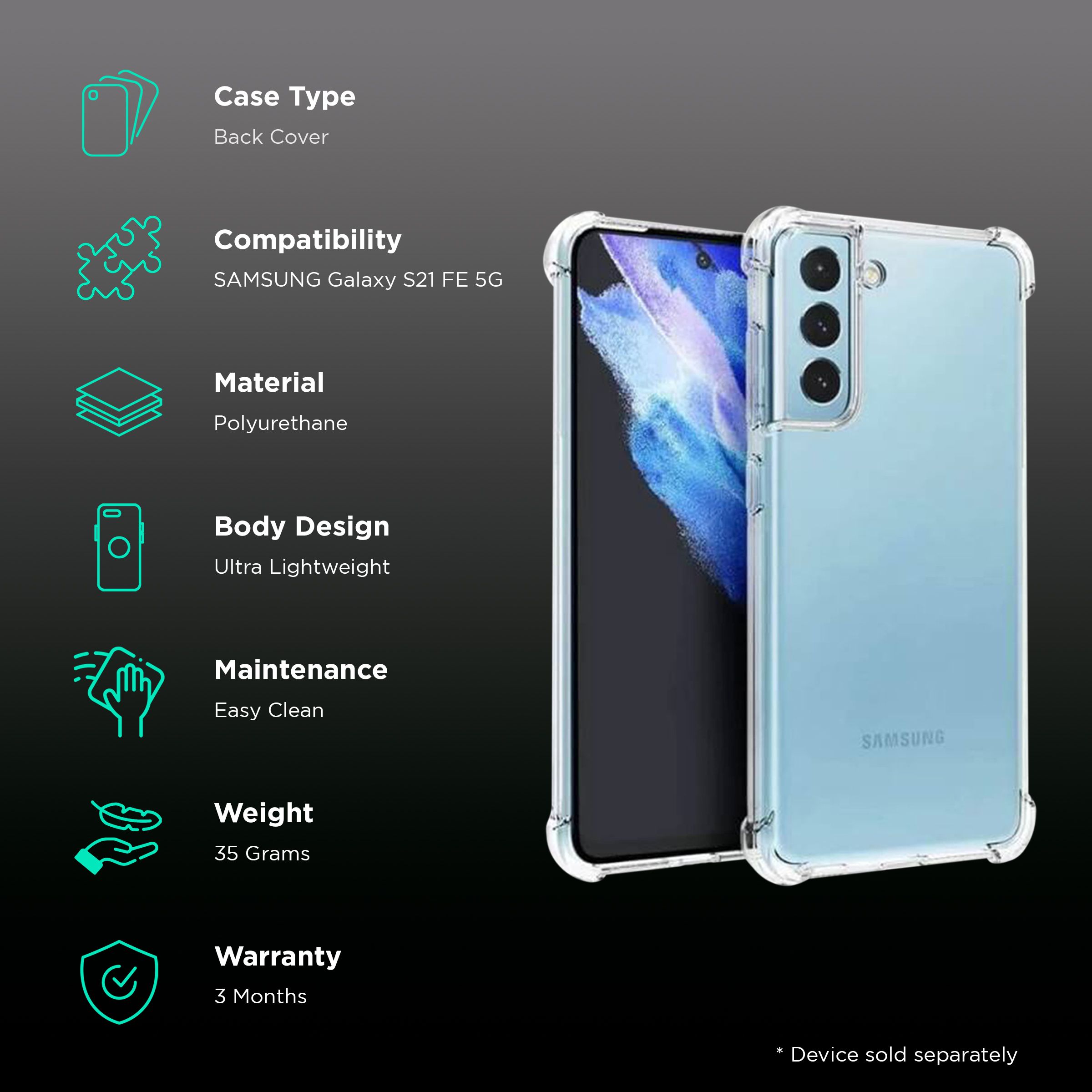 Inbase Ultra Polyurethane Back Cover for SAMSUNG Galaxy S21 FE 5G (Slim & Protective, Clear) Inbase Ultra Polyurethane Back Cover for SAMSUNG Galaxy S21 FE 5G (Slim & Protective, Clear)_2