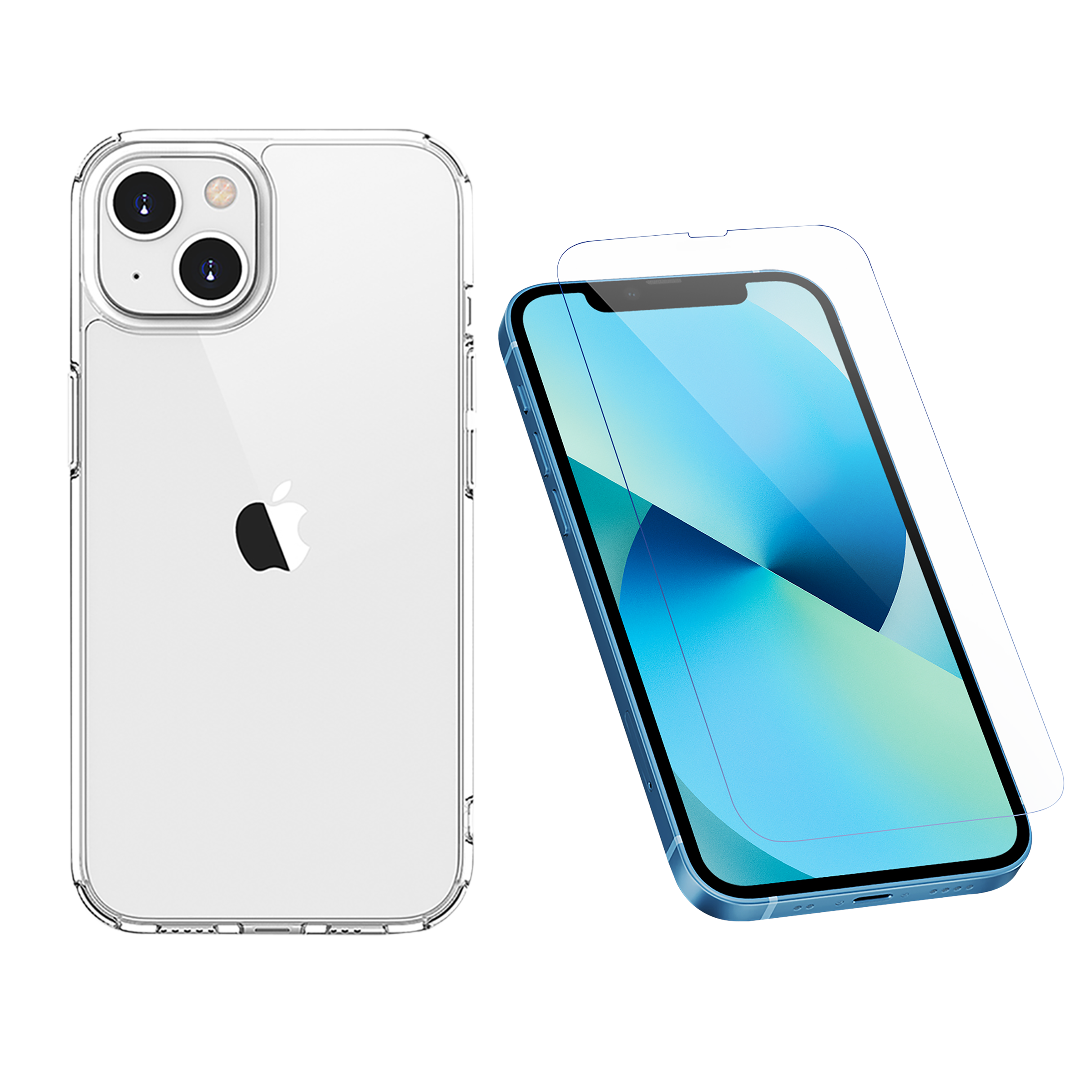 GRIPP Tempered Glass & Hard Polycarbonate Back Cover Combo for Apple iPhone 13 (Scratch Resistant, Clear)_1