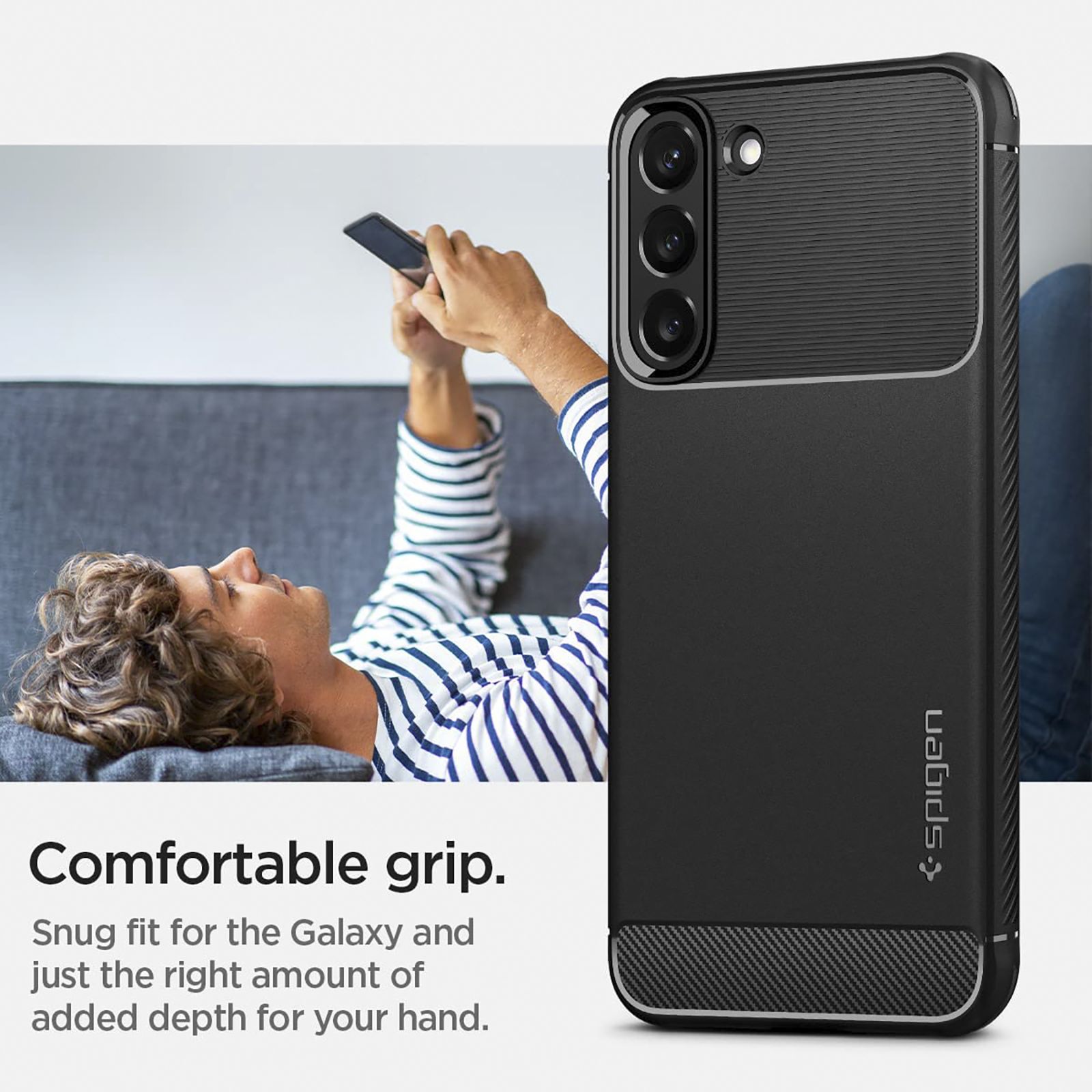 Spigen Rugged Armor TPU Back Cover for SAMSUNG Galaxy S22 5G (Supports Wireless Charging, Matte Black)_9