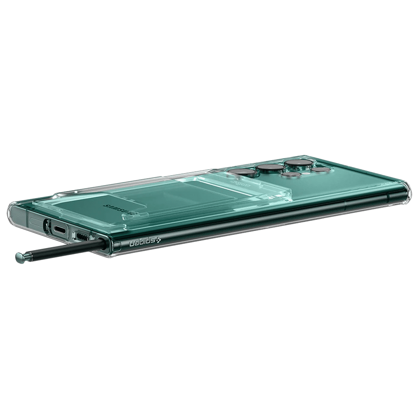 Spigen Crystal Slot Dual Soft TPU Back Cover for SAMSUNG Galaxy S22 Ultra 5G (Air Cushion Technology, Crystal Clear)_4