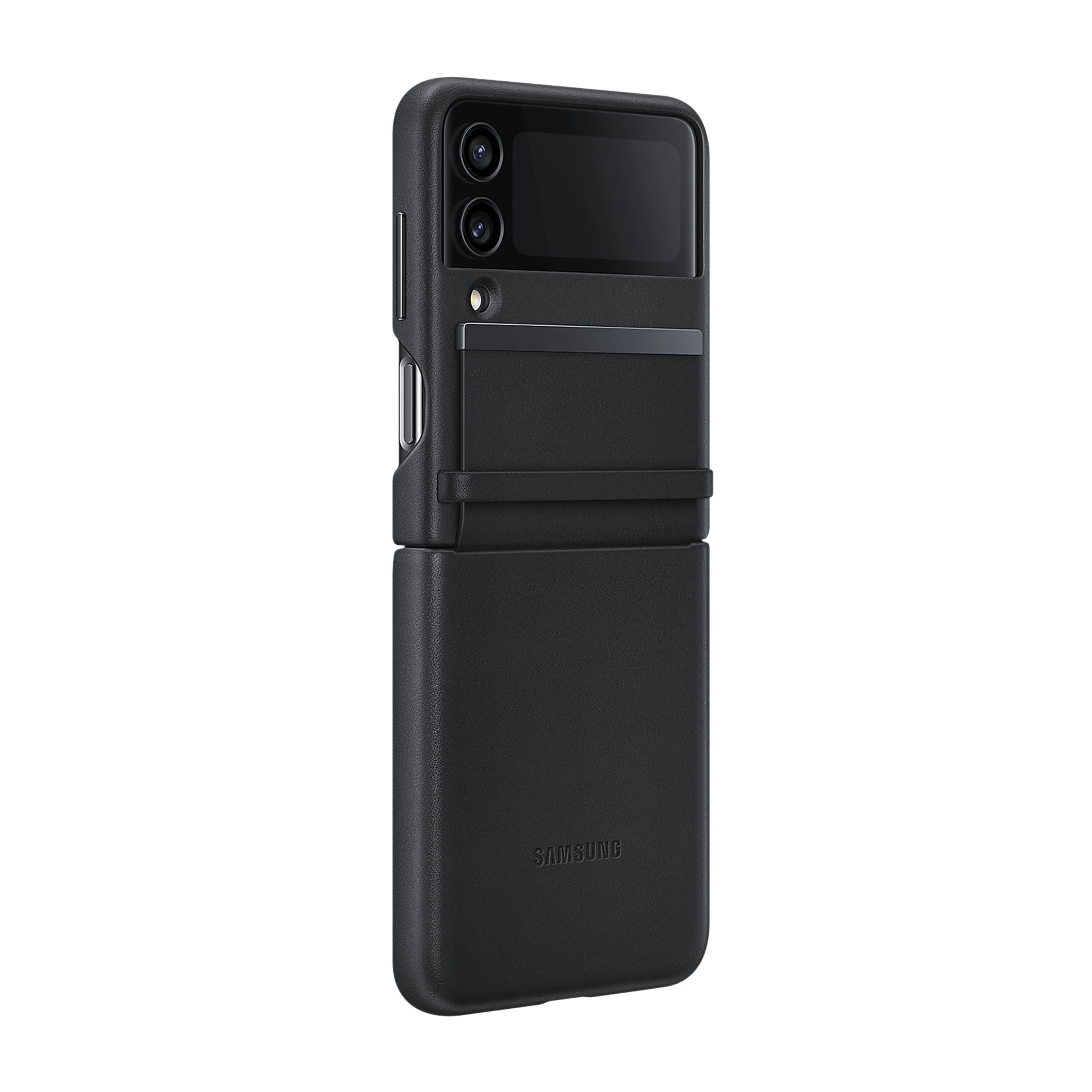 SAMSUNG Flap Soft Leather Back Cover for SAMSUNG Galaxy Z Flip4 (Snug Fit, Black)_3