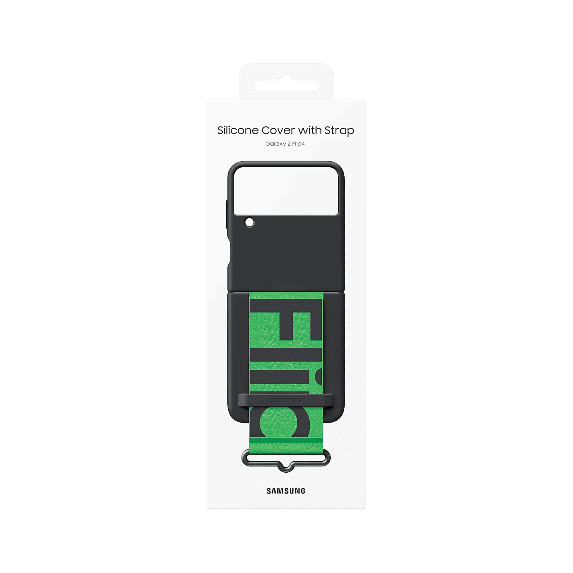 SAMSUNG Soft Silicone Back Cover for SAMSUNG Galaxy Z Flip4 (Carrying with Strap, Black)_6