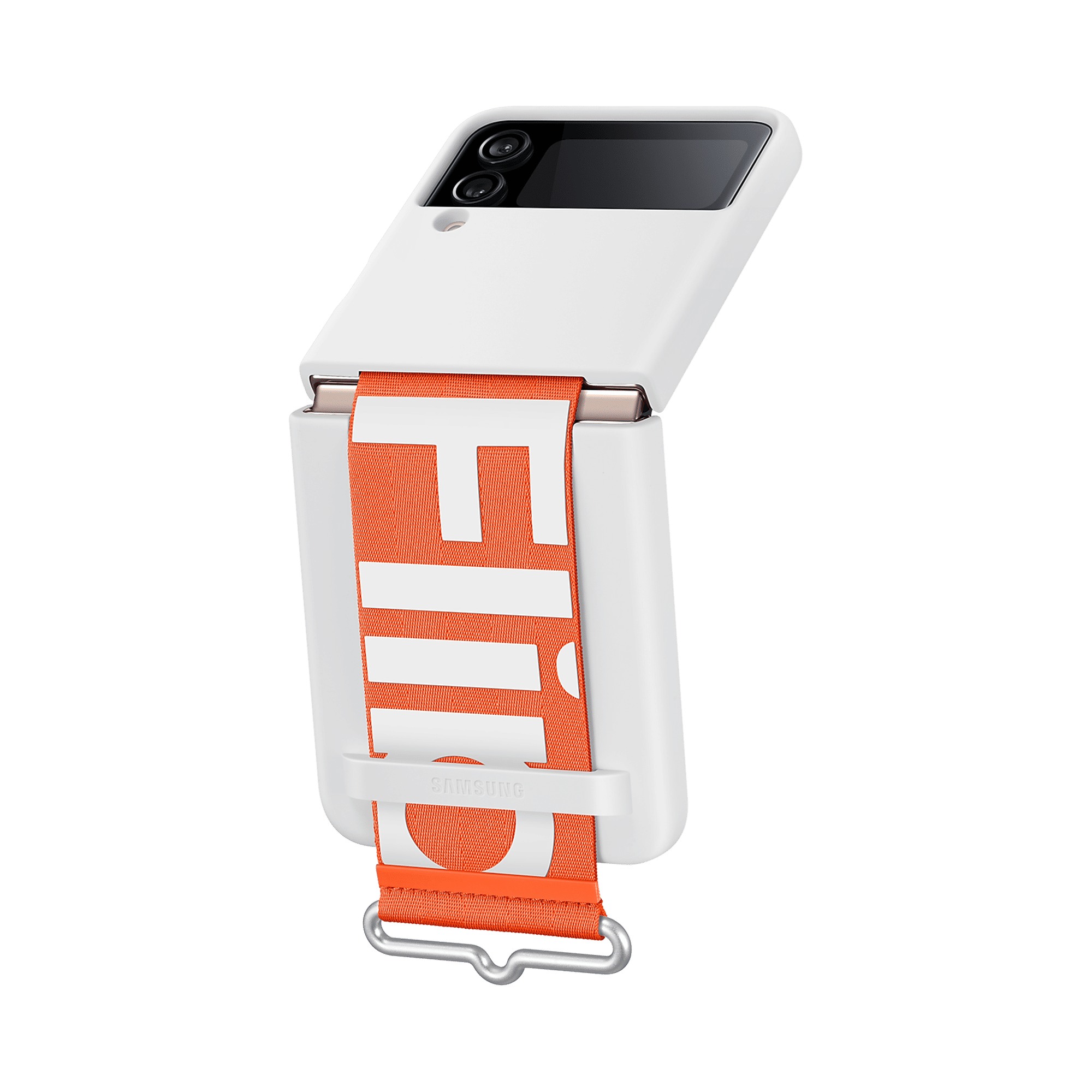 SAMSUNG Soft Silicone Back Cover for SAMSUNG Galaxy Z Flip4 (Carrying with Strap, White) SAMSUNG Soft Silicone Back Cover for SAMSUNG Galaxy Z Flip4 (Carrying with Strap, White)_4