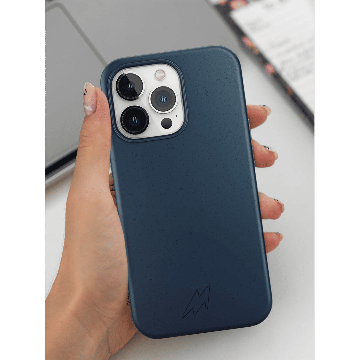 Macmerise Eco-ver Soft Bamboo & Starch Based Material Back Cover for Apple iPhone 14 Pro Max (Supports Wireless Charging, Aegean Blue)_5
