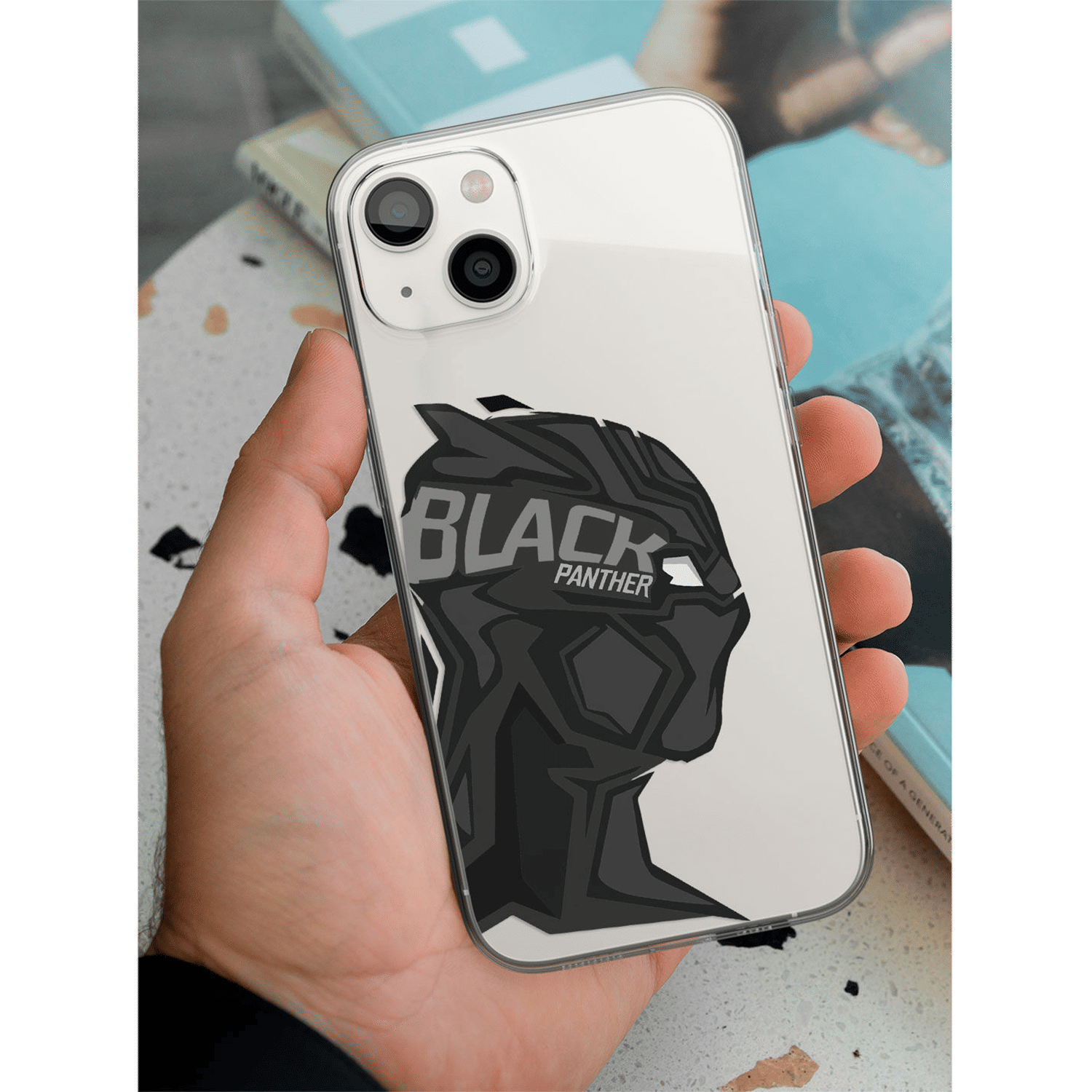 Macmerise Black Panther Art Silicone Back Cover for Apple iPhone 14 (Supports Wireless Charging, Multi Color)_4