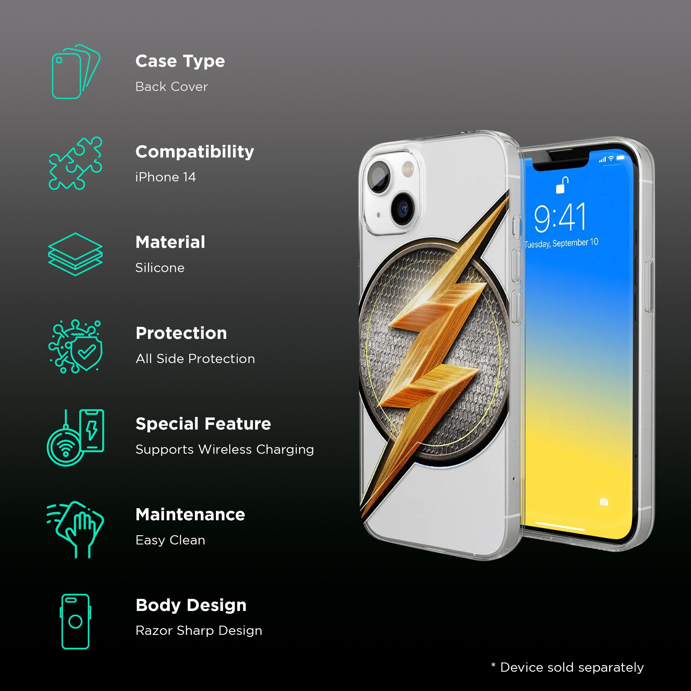 Macmerise Flash Storm Silicone Back Cover for Apple iPhone 14 (Supports Wireless Charging, Multi Color) Macmerise Flash Storm Silicone Back Cover for Apple iPhone 14 (Supports Wireless Charging, Multi Color)_2
