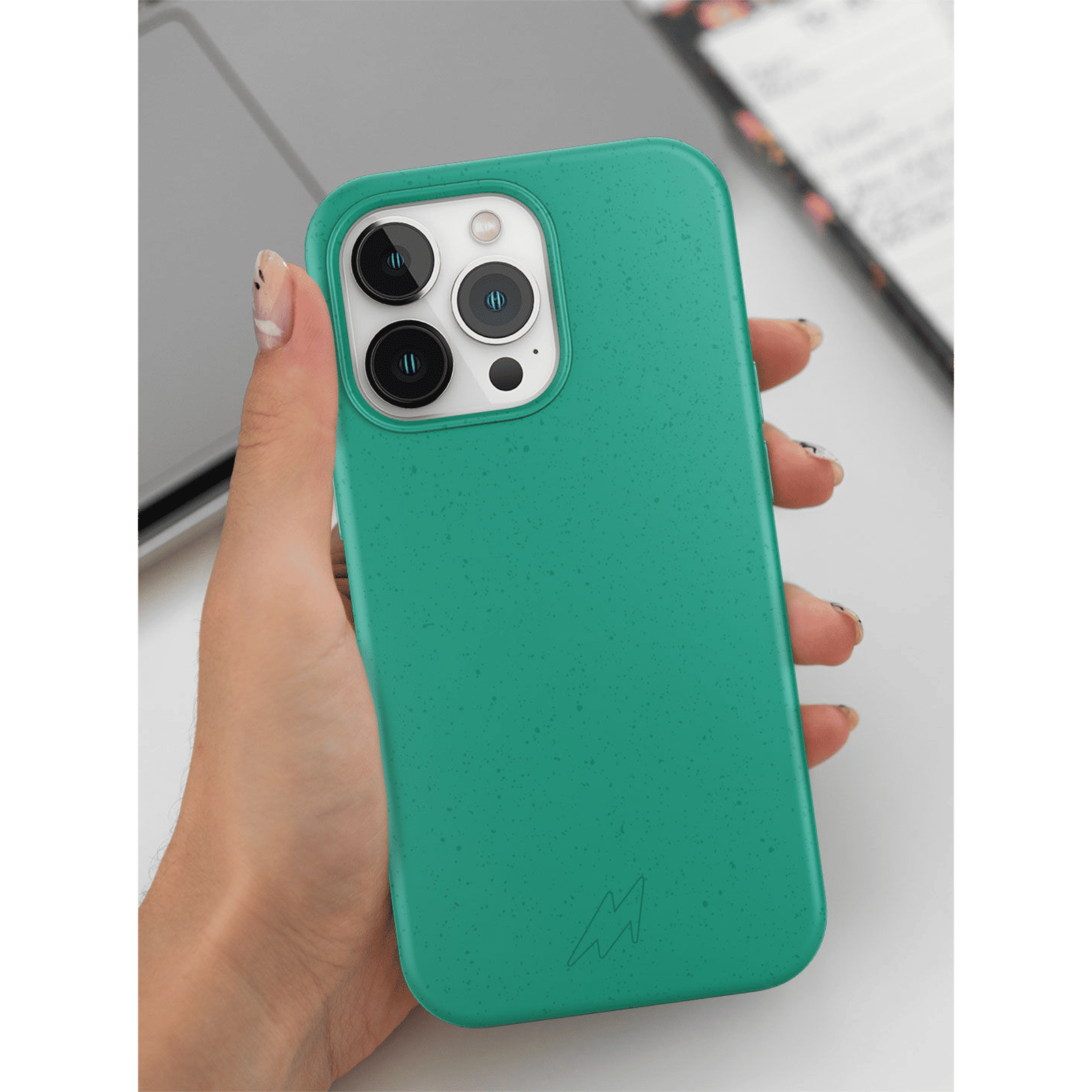 Macmerise Eco-ver Soft Bamboo & Starch Based Material Back Cover for Apple iPhone 14 Plus (Supports Wireless Charging, Mint Green)_3