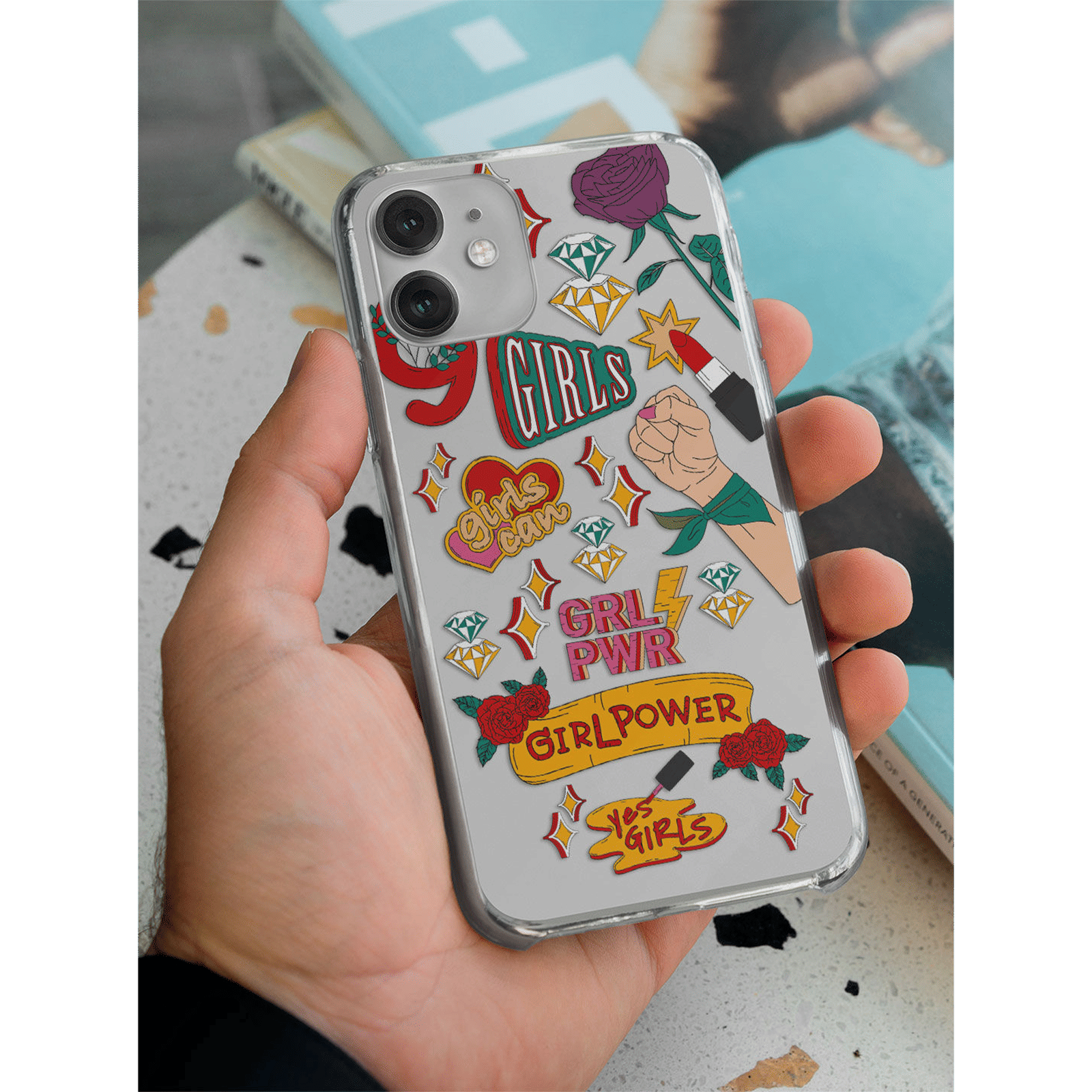 Macmerise SK Girl Power Silicone Back Cover for Apple iPhone 14 Plus (Supports Wireless Charging, Multi Color)_5
