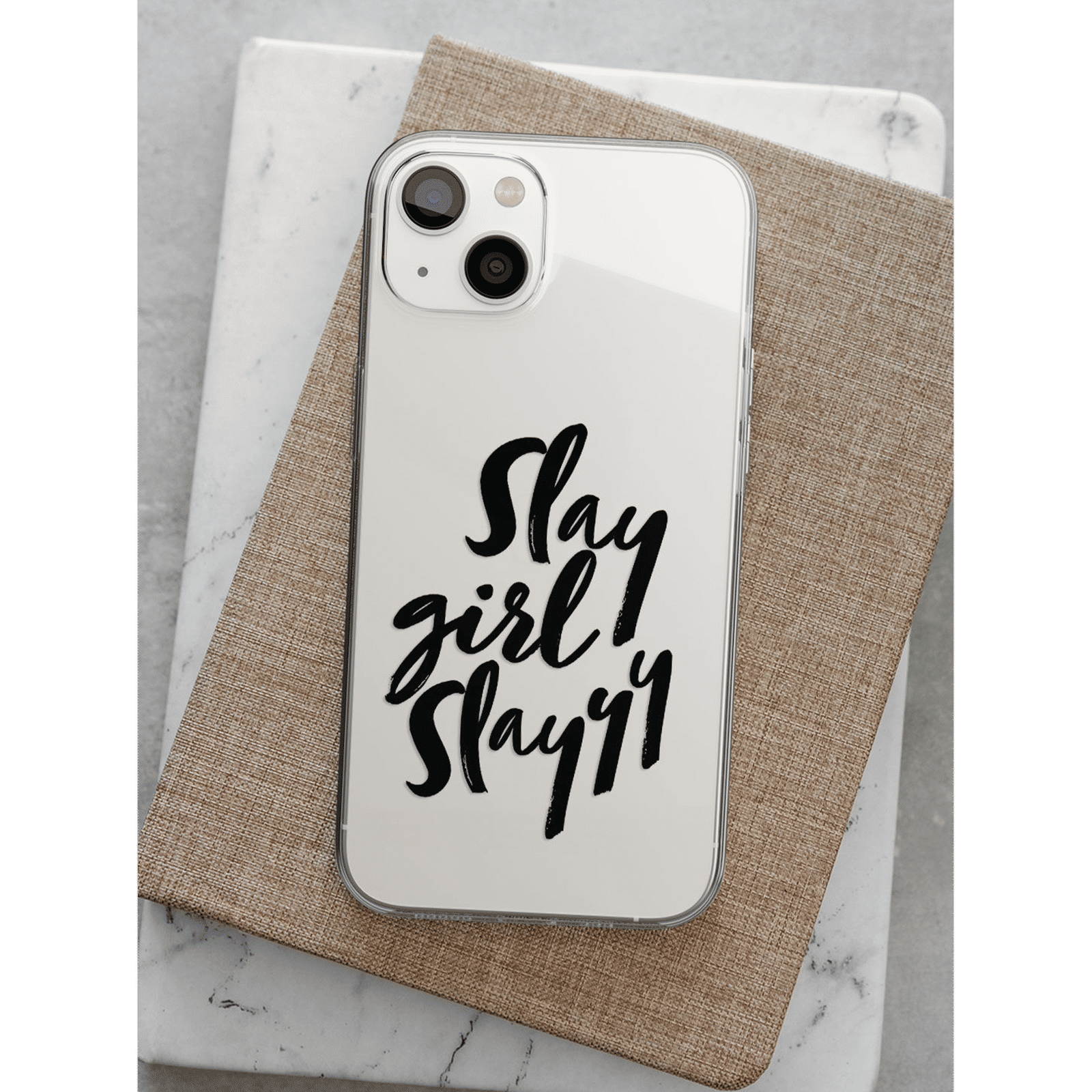 Macmerise Slay Girl Slay Silicone Back Cover for Apple iPhone 14 (Supports Wireless Charging, Clear)_4