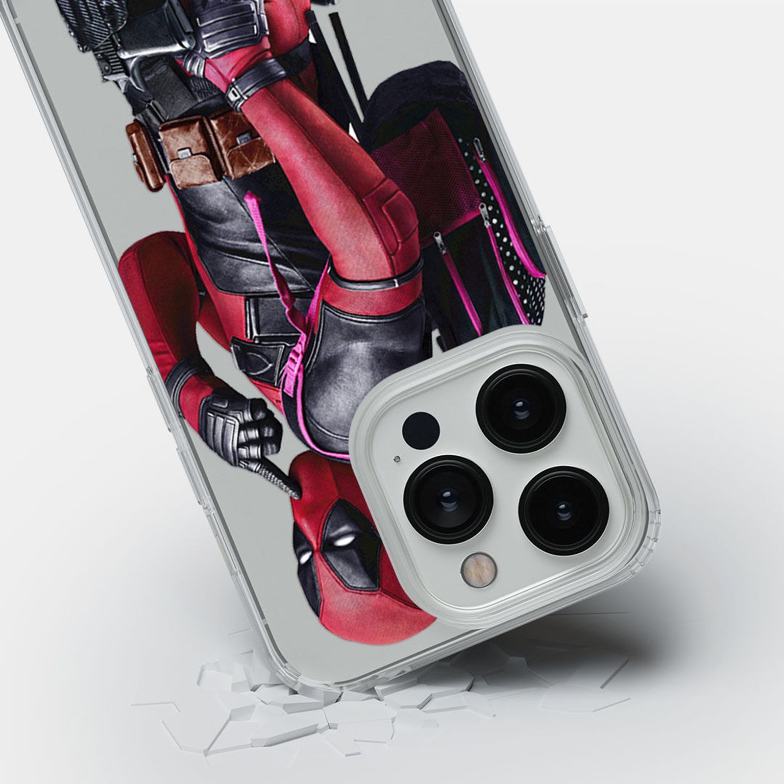 Macmerise Smart Ass Deadpool Silicone Back Cover for Apple iPhone 14 Pro Max (Supports Wireless Charging, Multi Color)_7