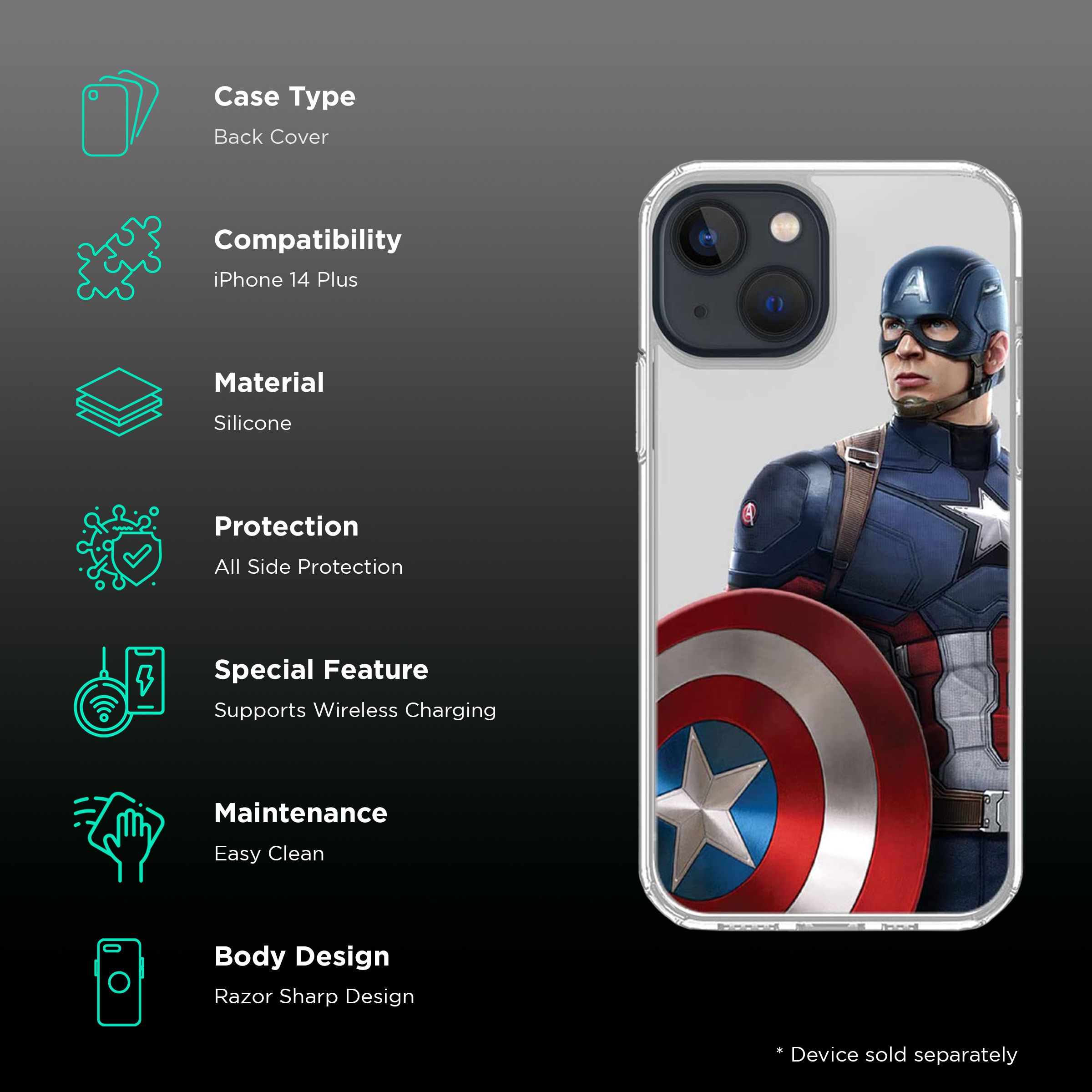 Macmerise Team Blue Captain Silicone Back Cover for Apple iPhone 14 Plus (Supports Wireless Charging, Multi Color) Macmerise Team Blue Captain Silicone Back Cover for Apple iPhone 14 Plus (Supports Wireless Charging, Multi Color)_2
