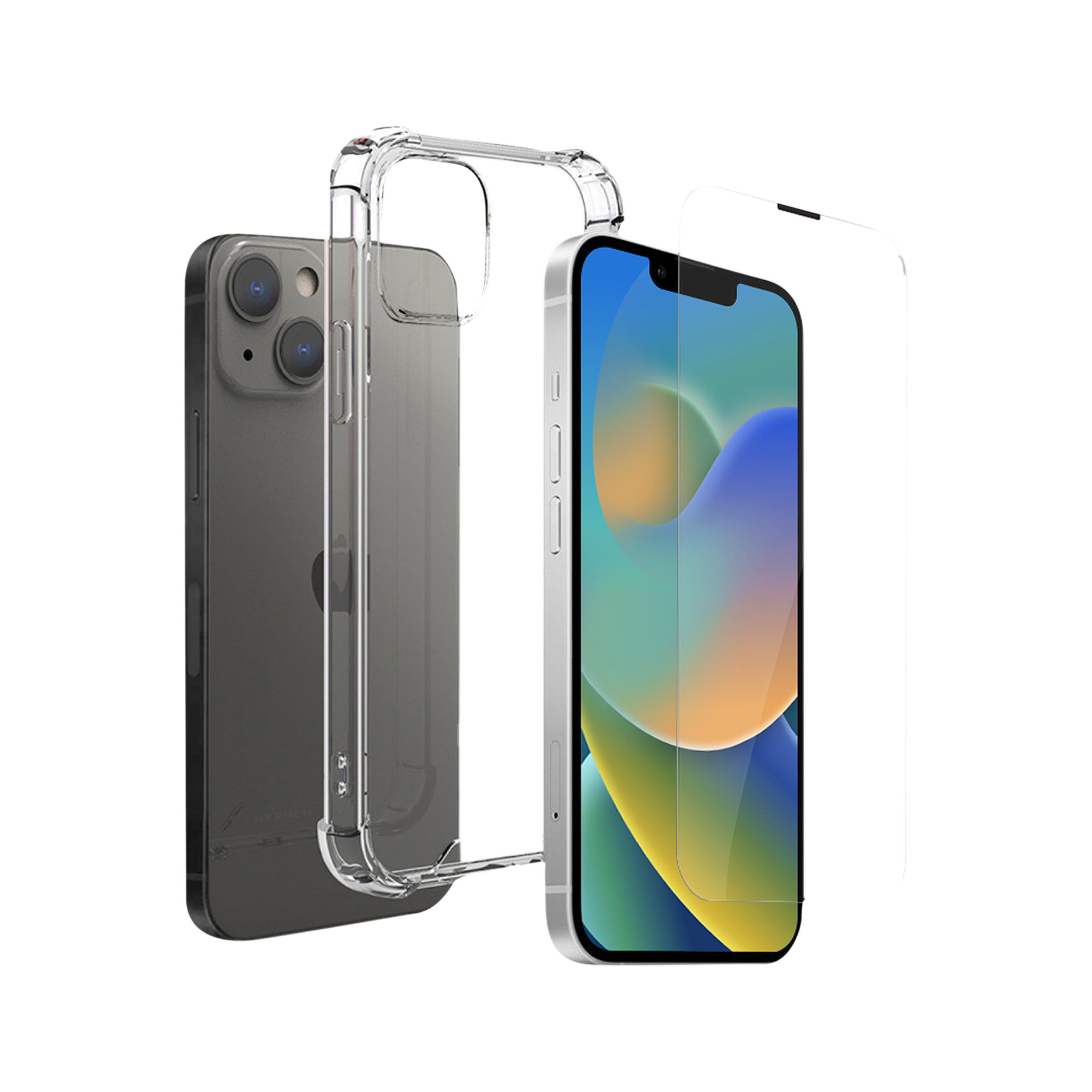 HYPHEN Duro Tempered Glass & TPU, Polycarbonate Back Cover Combo for Apple iPhone 14 (Wireless Charging Compatible, Clear) HYPHEN Duro Tempered Glass & TPU, Polycarbonate Back Cover Combo for Apple iPhone 14 (Wireless Charging Compatible, Clear)_1