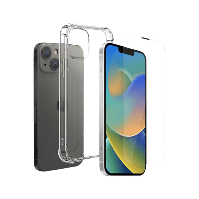 HYPHEN Duro Tempered Glass & TPU, Polycarbonate Back Cover Combo for Apple iPhone 14 (Wireless Charging Compatible, Clear)