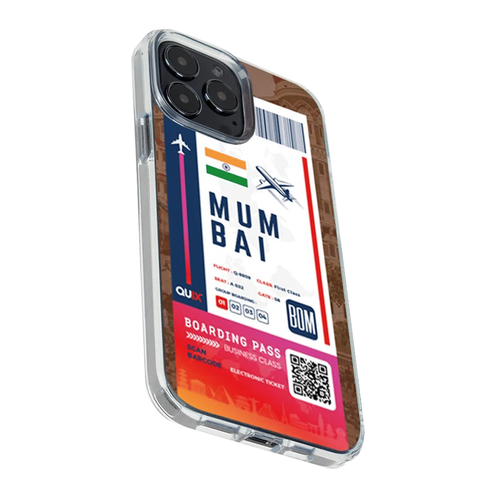 QUIX Mumbai Boarding Pass TPU Back Cover for Apple iPhone 14 (Supports Wireless Charging, Multi Color)_5