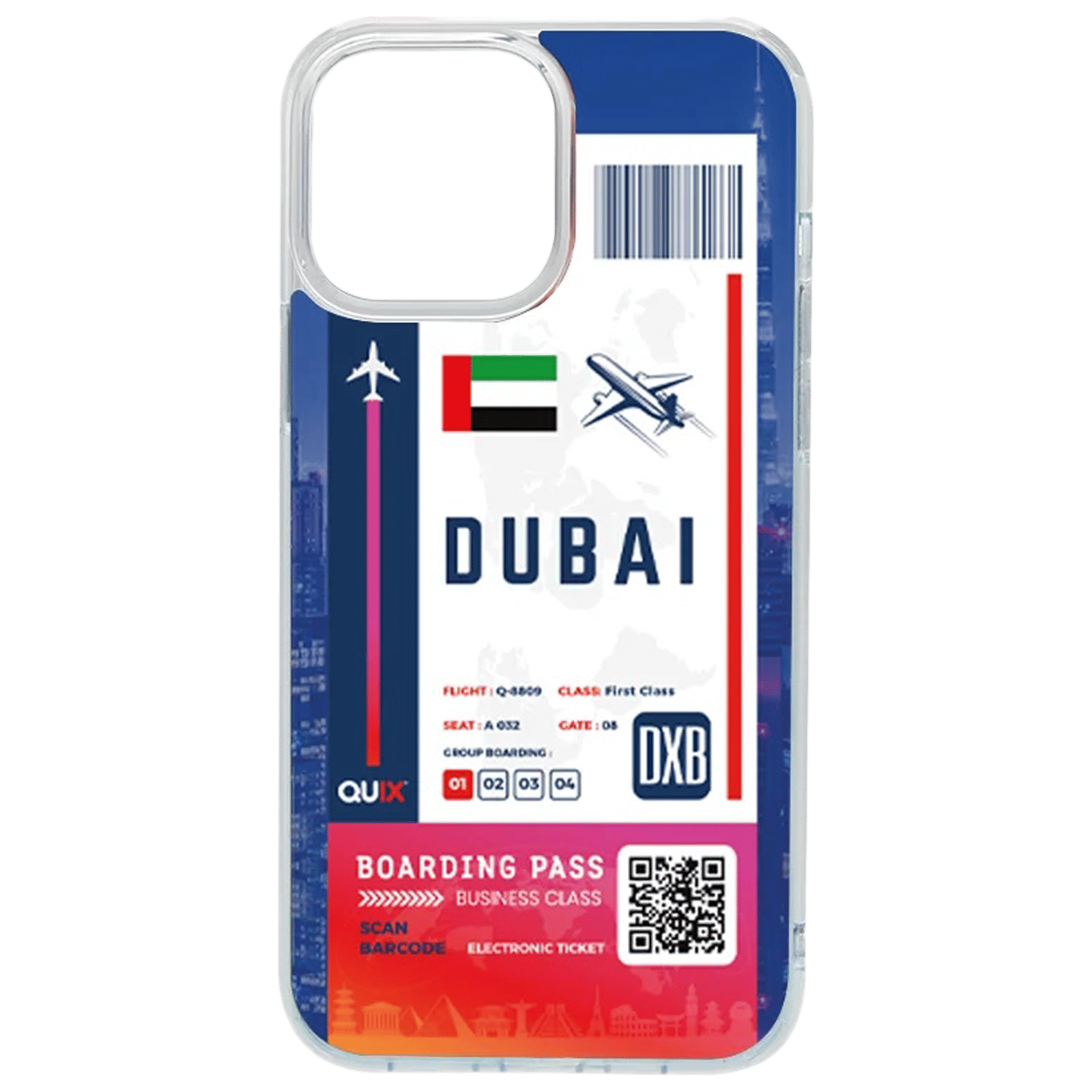 QUIX Dubai Boarding Pass TPU Back Cover for Apple iPhone 14 Plus (Supports Wireless Charging, Multi Color)_1