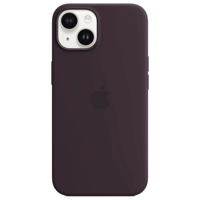 Apple Soft Silicone Back Cover for Apple iPhone 14 (MagSafe Charging Support, Elderberry)