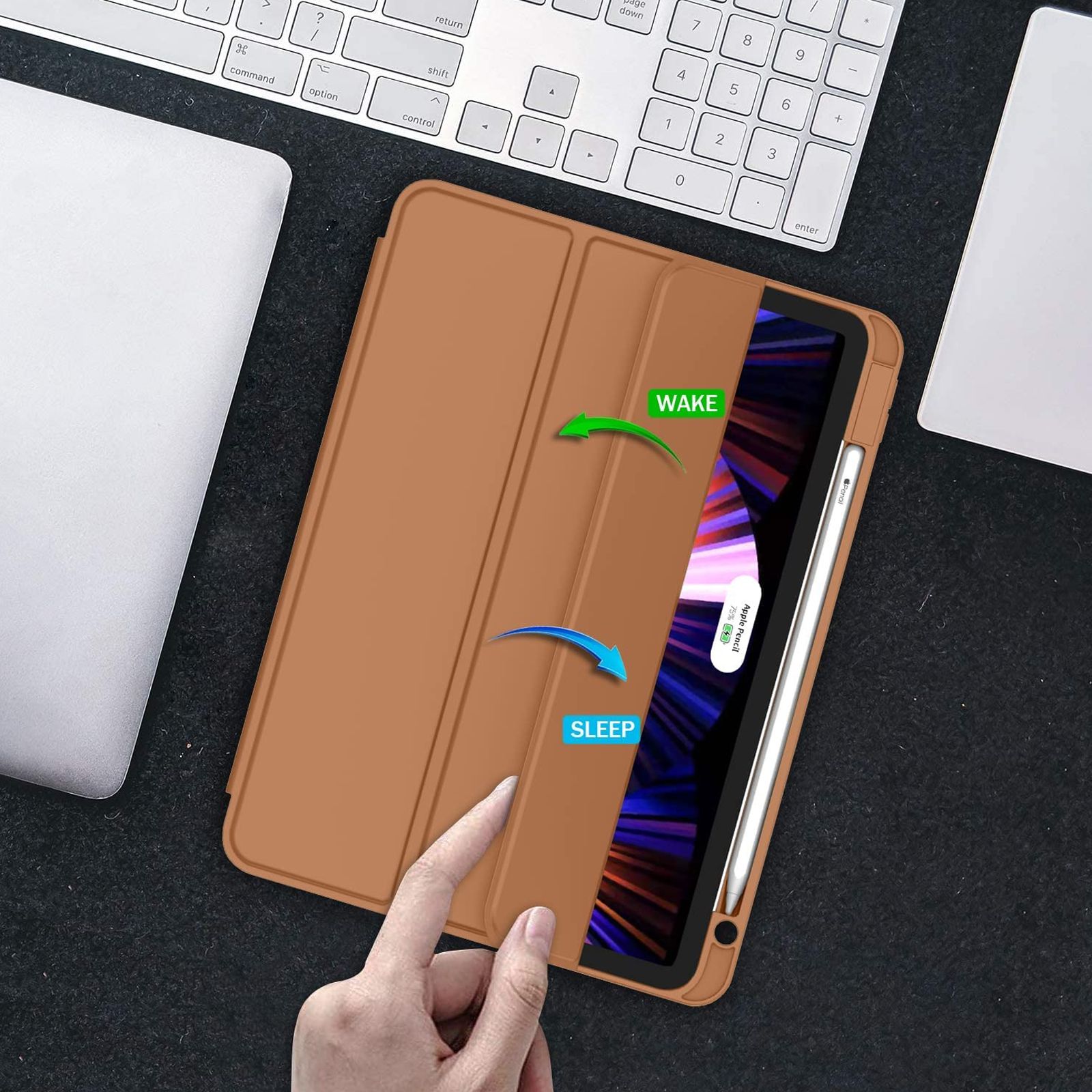 Vaku Stallion Trifold Polyurethane Leather, Silicone Flip Cover for Apple iPad Pro 11 Inch, iPad Air (4th Gen) (Wireless Charging Support, Brown) Vaku Stallion Trifold Polyurethane Leather, Silicone Flip Cover for Apple iPad Pro 11 Inch, iPad Air (4th Gen) (Wireless Charging Support, Brown)_4
