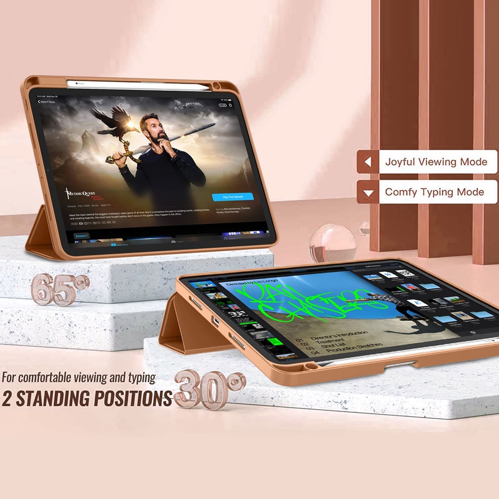 Vaku Stallion Trifold Polyurethane Leather, Silicone Flip Cover for Apple iPad Pro 11 Inch, iPad Air (4th Gen) (Wireless Charging Support, Brown) Vaku Stallion Trifold Polyurethane Leather, Silicone Flip Cover for Apple iPad Pro 11 Inch, iPad Air (4th Gen) (Wireless Charging Support, Brown)_5