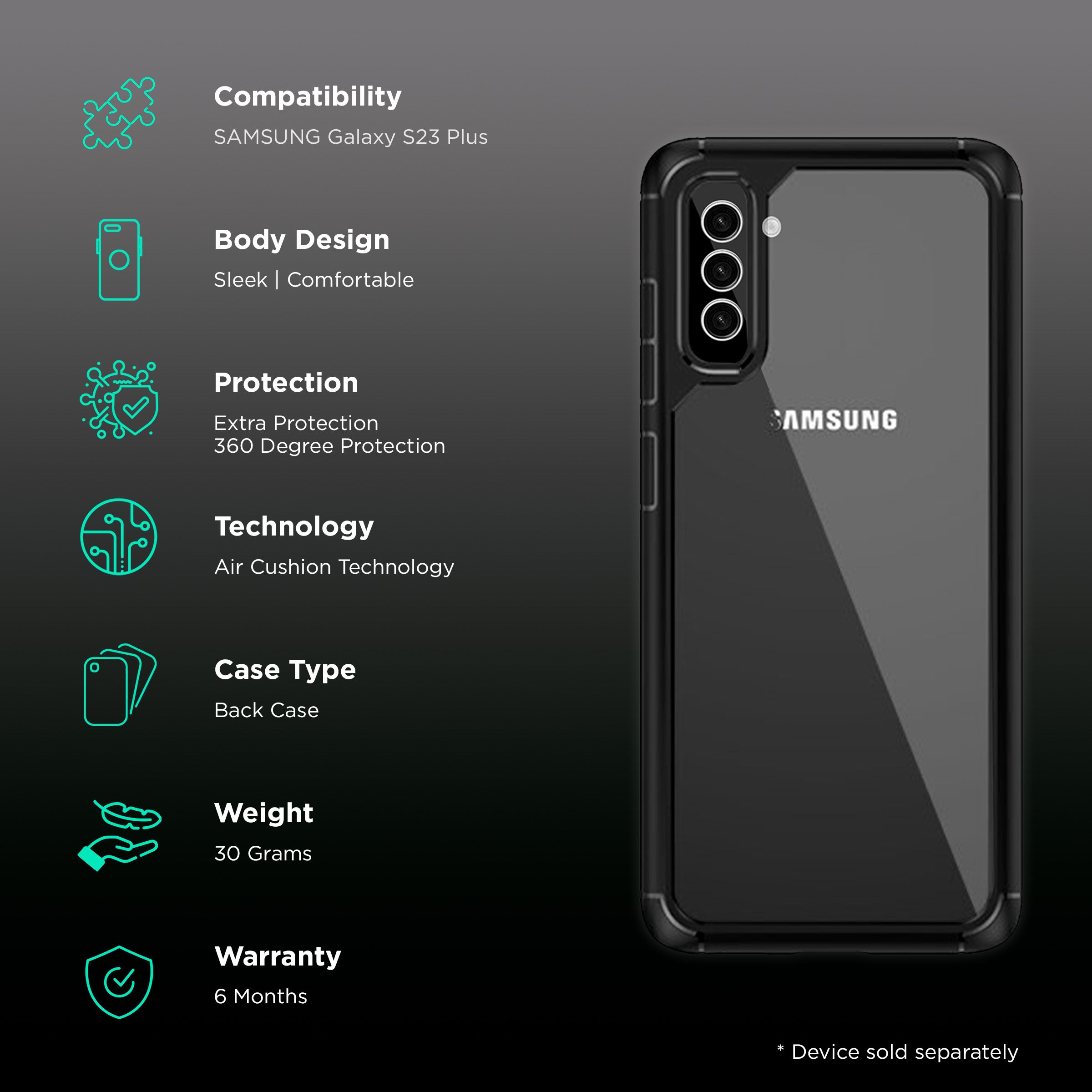 Inbase Geo Armor Back Cover for SAMSUNG Galaxy S23+ (Air Cushion Technology, Black)_2