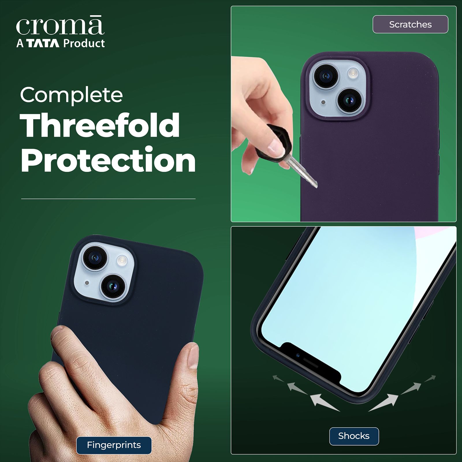 Croma Soft Silicone Back Case for Apple iPhone 14 (Apple Compatible, Black)_10