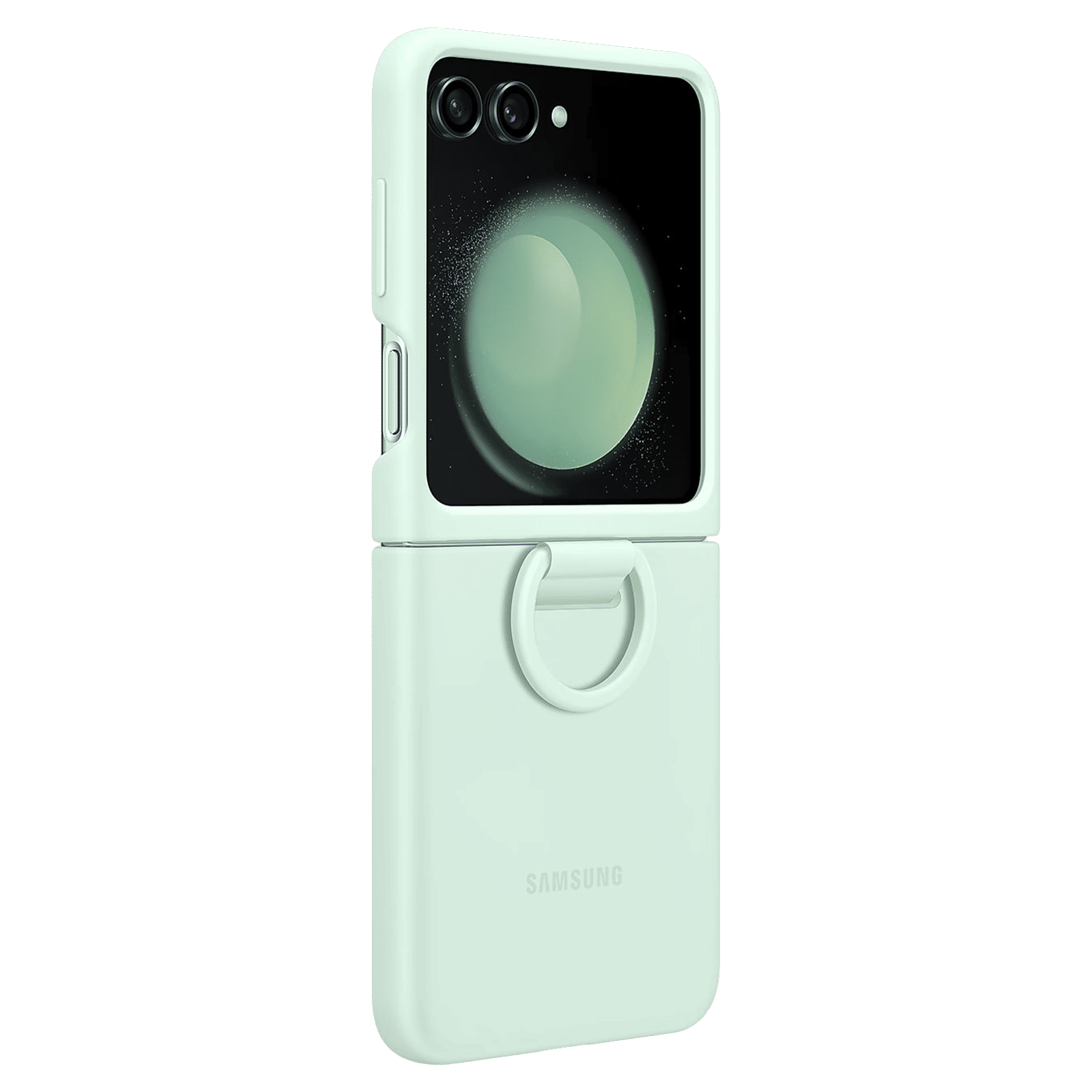 SAMSUNG Soft Silicone Back Case for Galaxy Z Flip5 (Ring Holder, Mint)_3