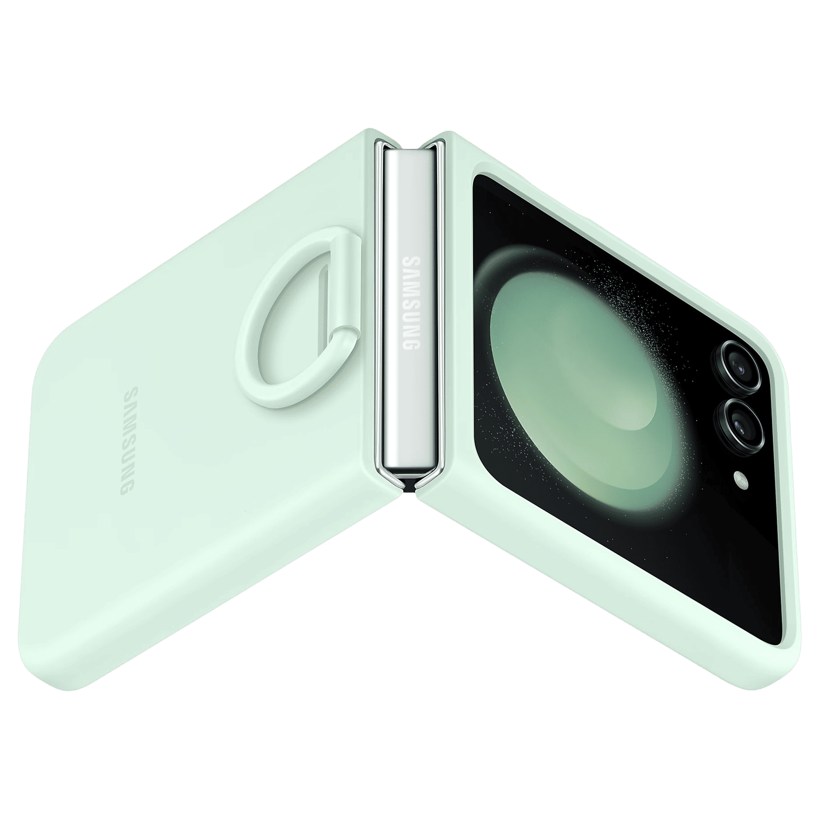 SAMSUNG Soft Silicone Back Case for Galaxy Z Flip5 (Ring Holder, Mint)_4
