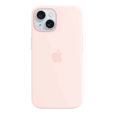 Apple Soft Silicone Back Cover for Apple iPhone 15 (MagSafe Charging Support, Light Pink)