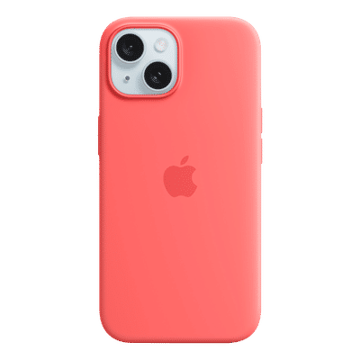 Apple Soft Silicone Back Cover for Apple iPhone 15 (MagSafe Charging Support, Guava)